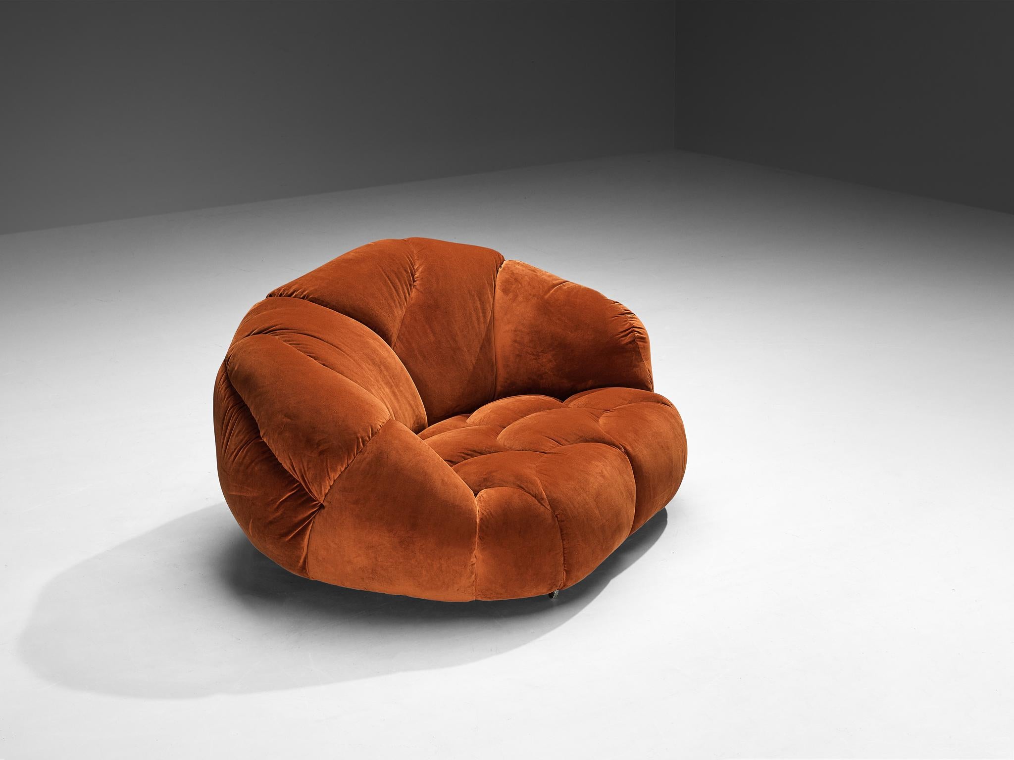 Chaise longue 'Cloud' avec pouf en velours orange et Brown, Howard Keith  en vente 3
