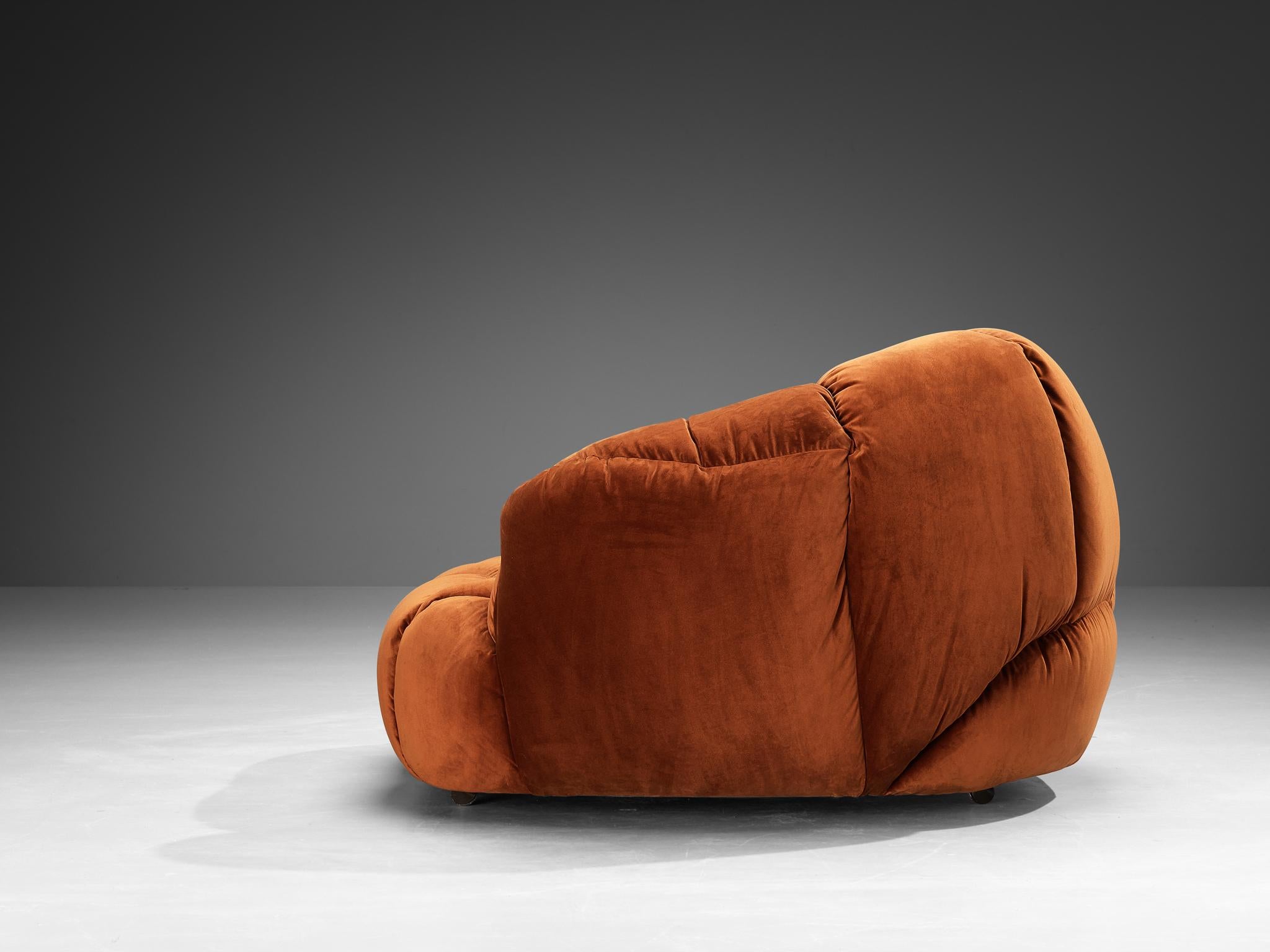 Chaise longue 'Cloud' avec pouf en velours orange et Brown, Howard Keith  en vente 4