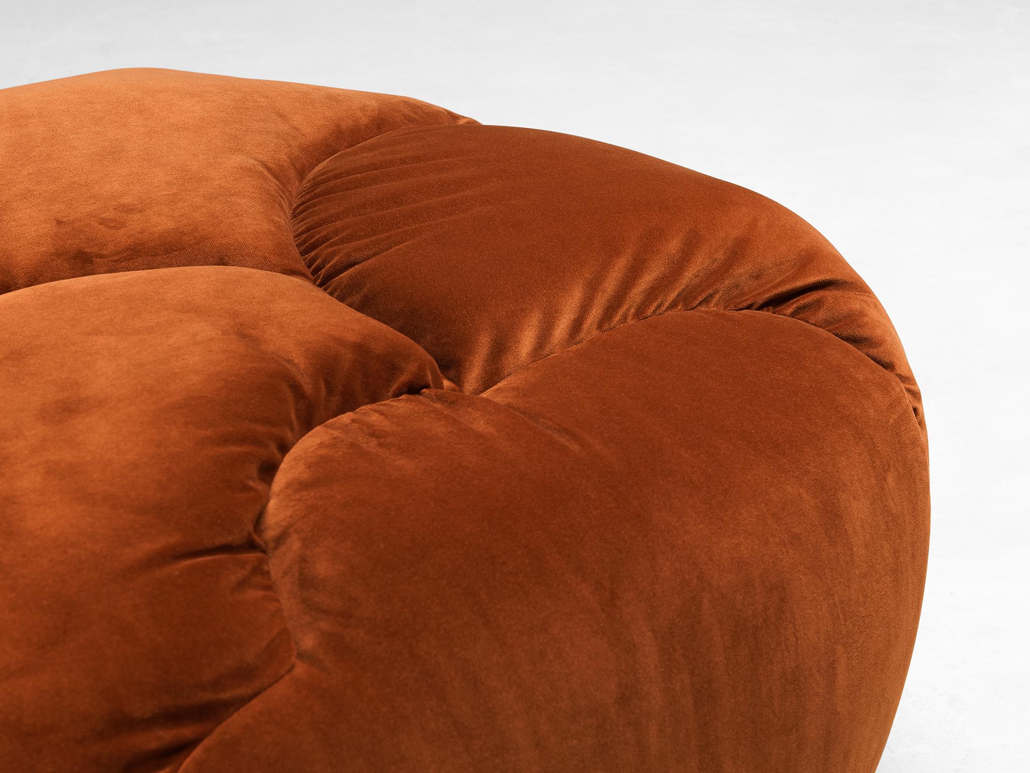 Chaise longue 'Cloud' avec pouf en velours orange et Brown, Howard Keith  en vente 6