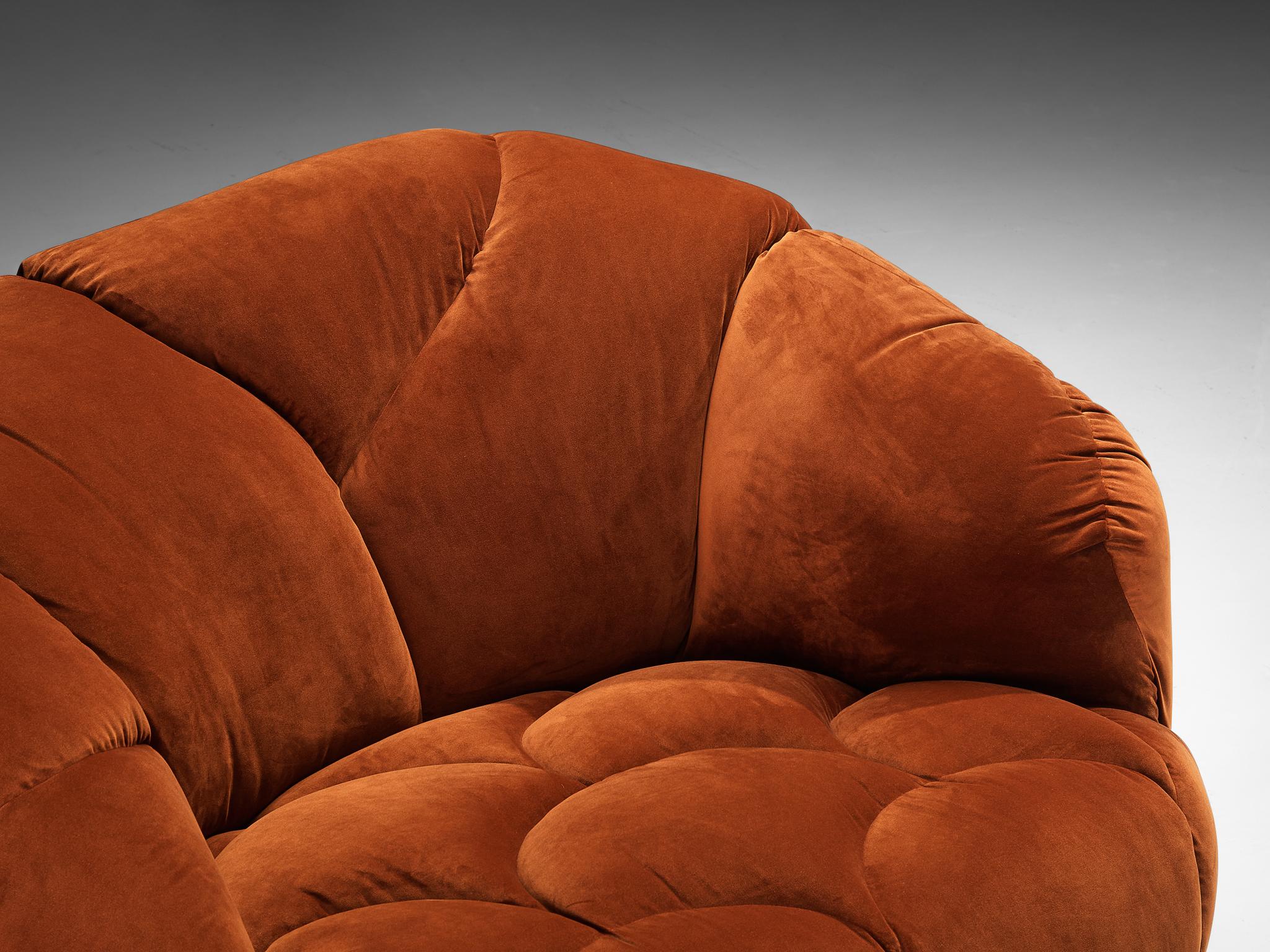 Howard Keith 'Cloud' Lounge Chair with Ottoman in Orange Brown Velvet  In Good Condition For Sale In Waalwijk, NL
