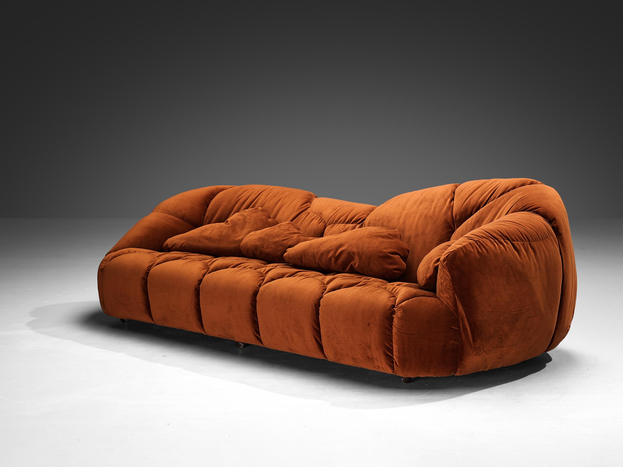Howard Keith for HK Furniture, 'Cloud' sofa, velvet, United Kingdom, 1970s

The Howard Keith 'Cloud' sofa is a remarkable piece of furniture characterized by its captivating organic forms. With its low seat, sinuous contours, and generously padded