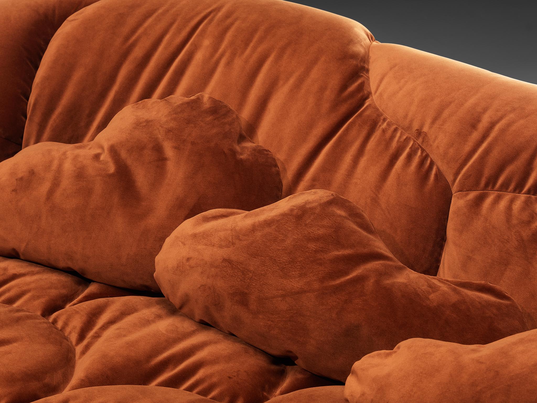 British Howard Keith 'Cloud' Sofa in Orange Brown Velvet  For Sale