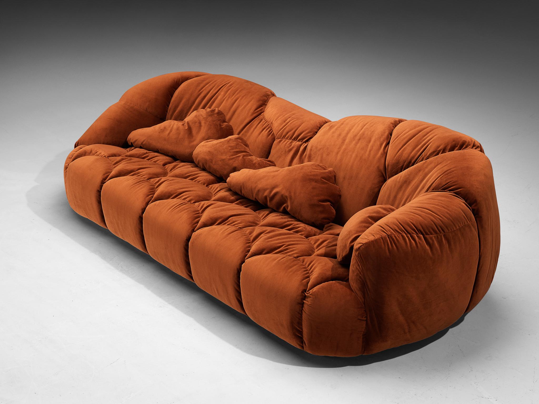 Canapé 'Cloud' en velours orange et Brown de Howard Keith  Bon état - En vente à Waalwijk, NL