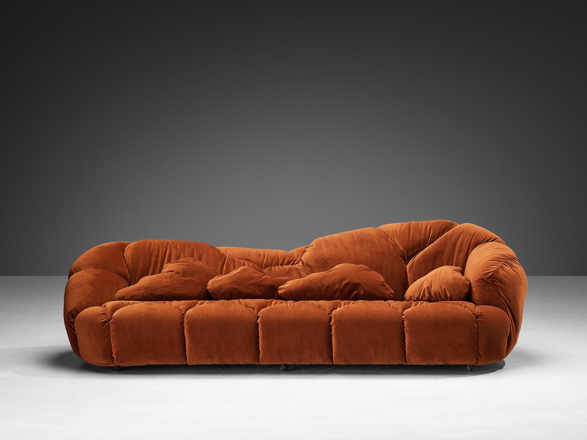 Late 20th Century Howard Keith 'Cloud' Sofa in Orange Brown Velvet  For Sale