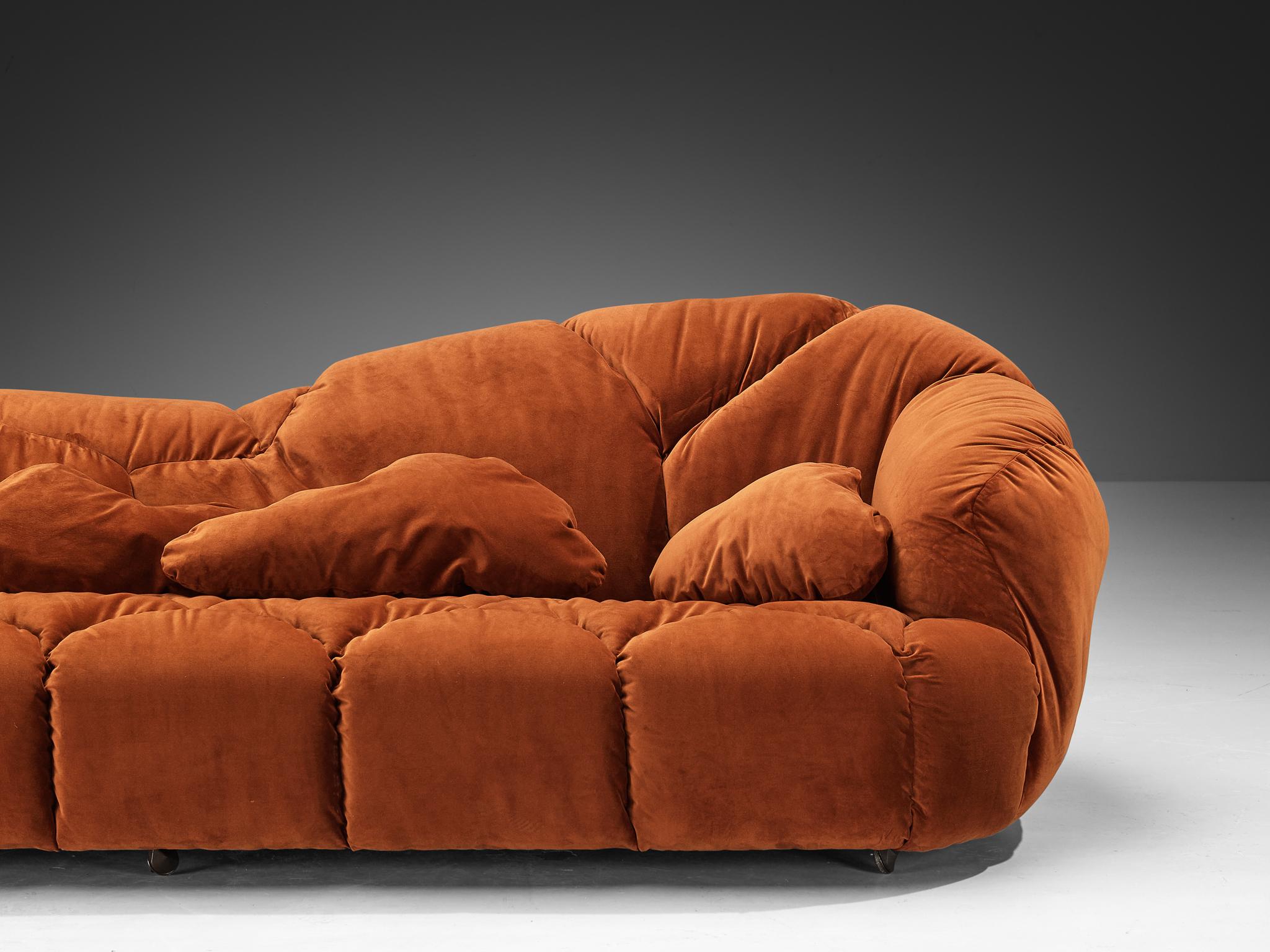 Leather Howard Keith 'Cloud' Sofa in Orange Brown Velvet  For Sale