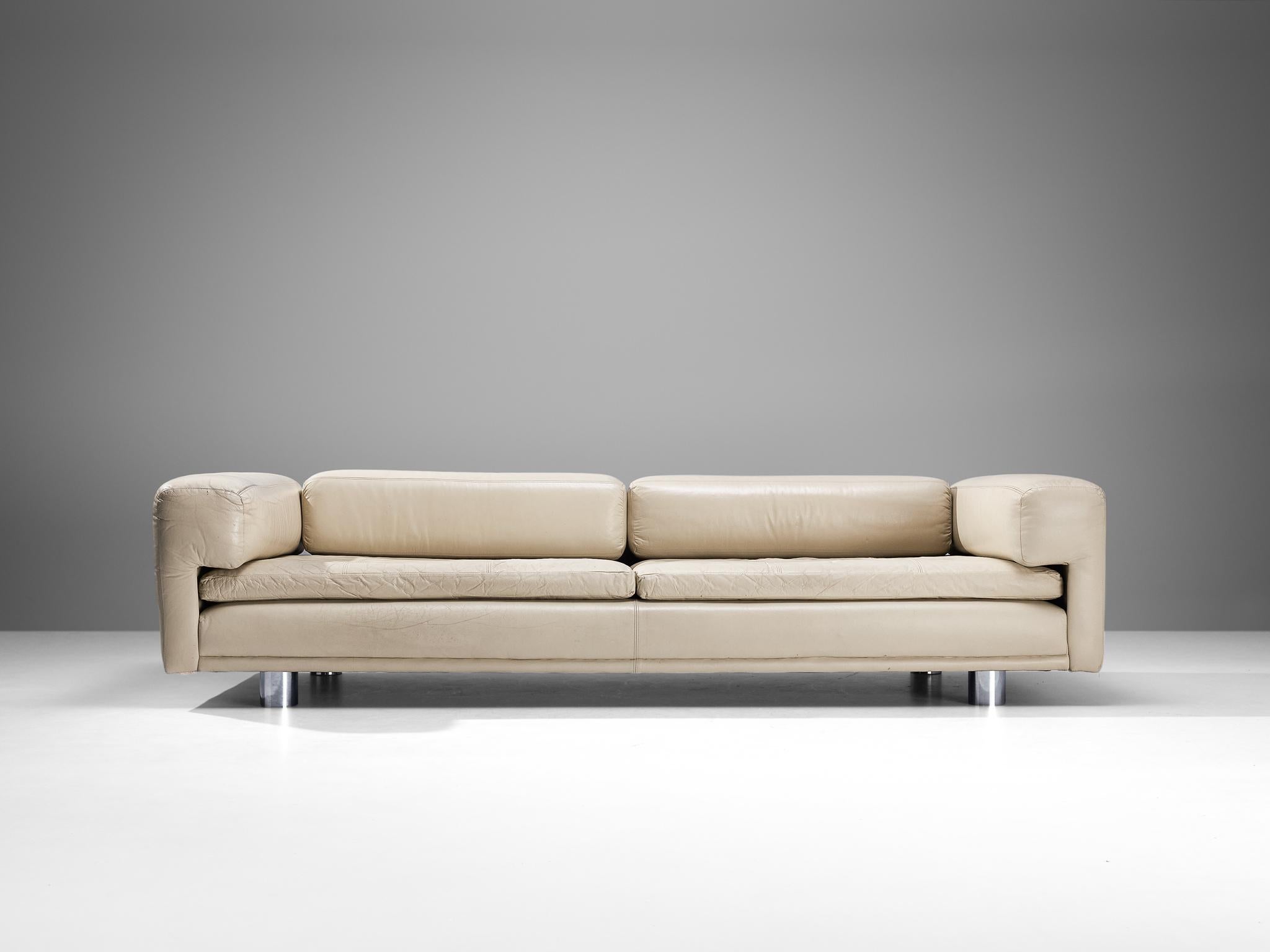 British Howard Keith 'Diplomat' Sofa in Beige Leather 