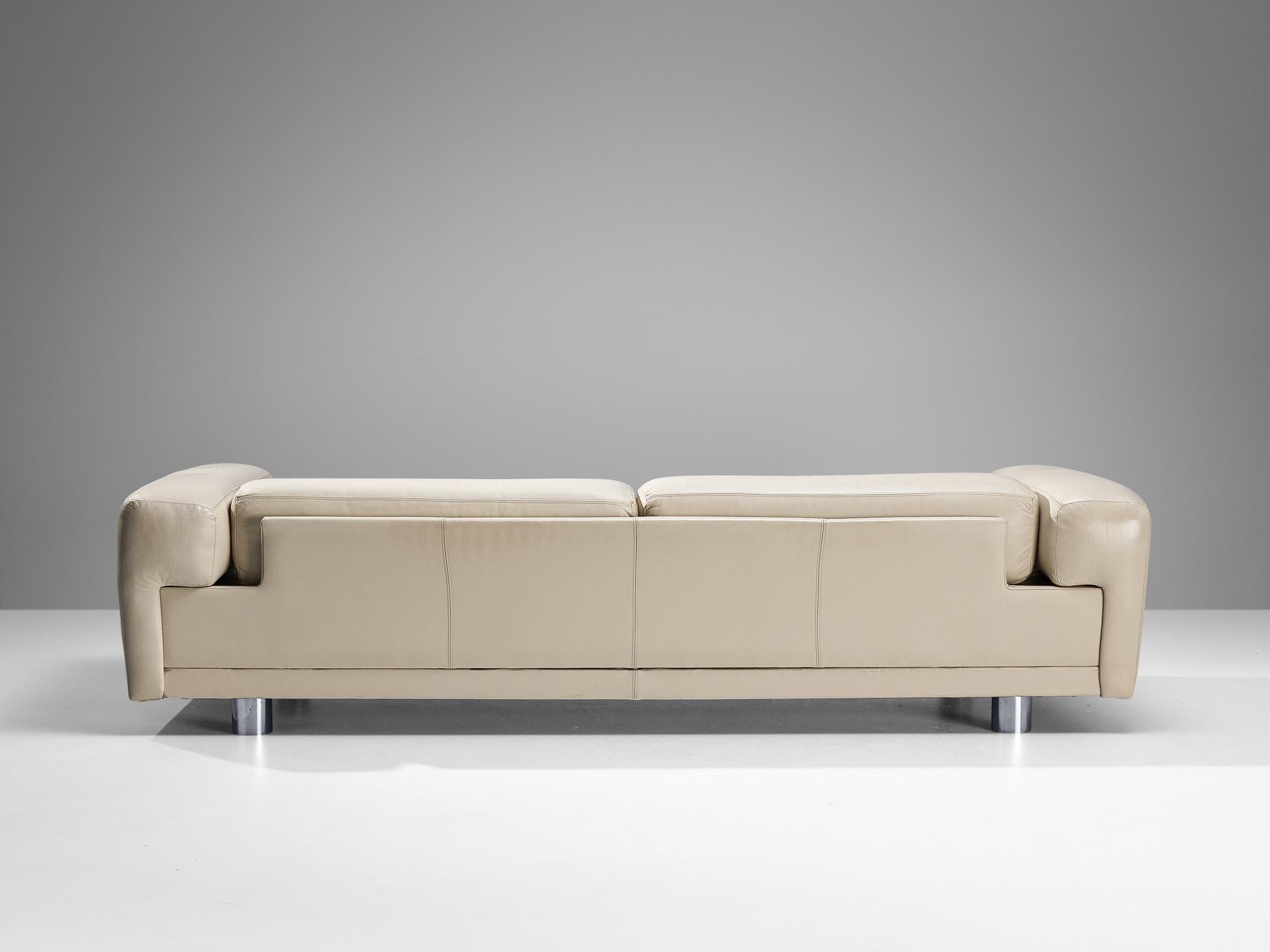 Steel Howard Keith 'Diplomat' Sofa in Beige Leather 