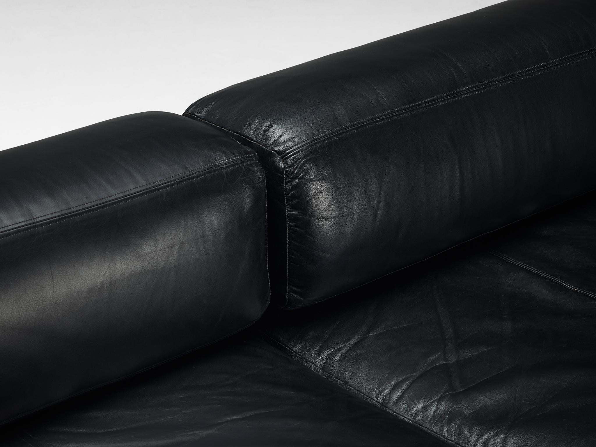 Howard Keith 'Diplomat' Sofa in Black Leather  For Sale 4