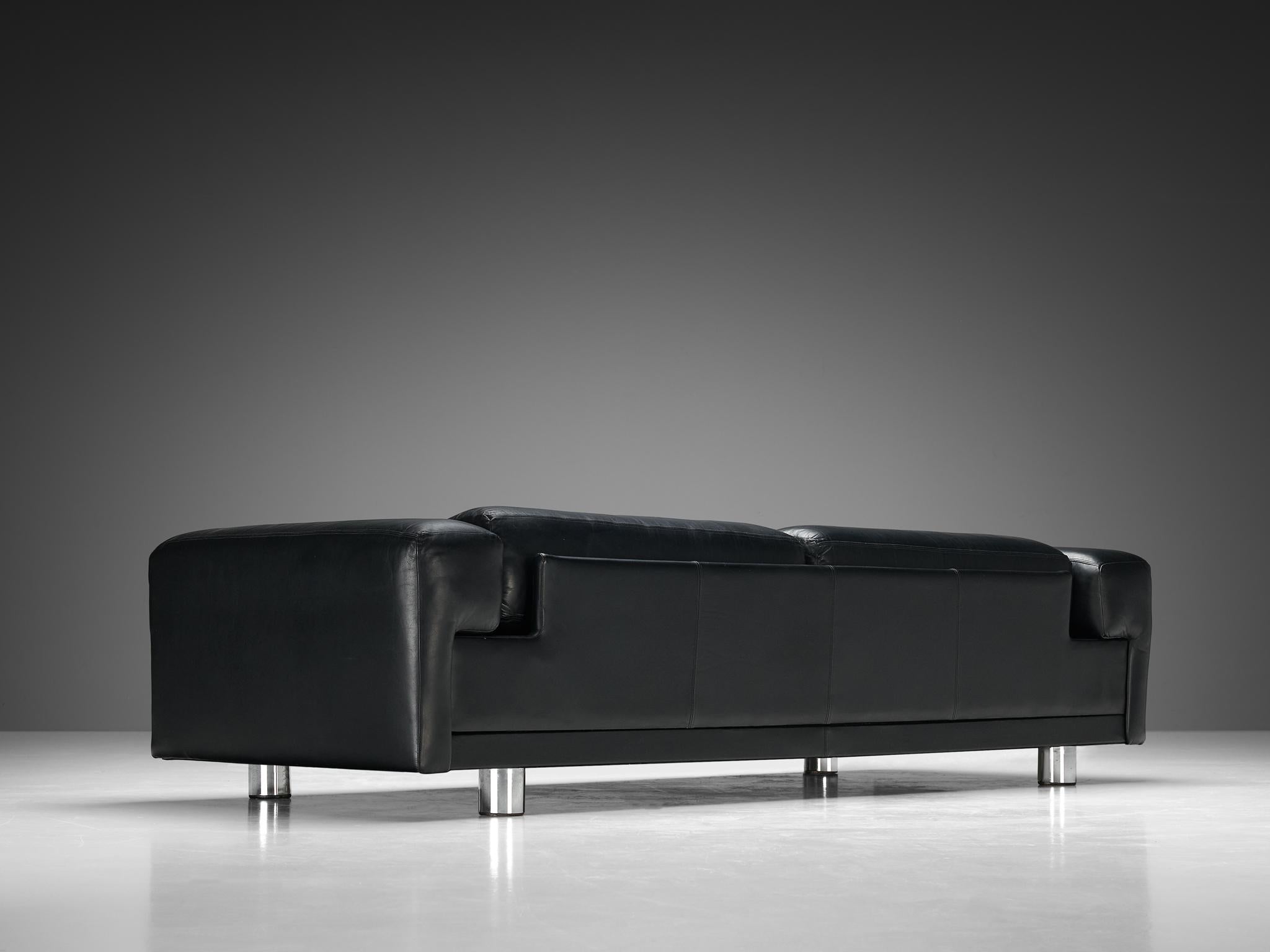 British Howard Keith 'Diplomat' Sofa in Black Leather  For Sale