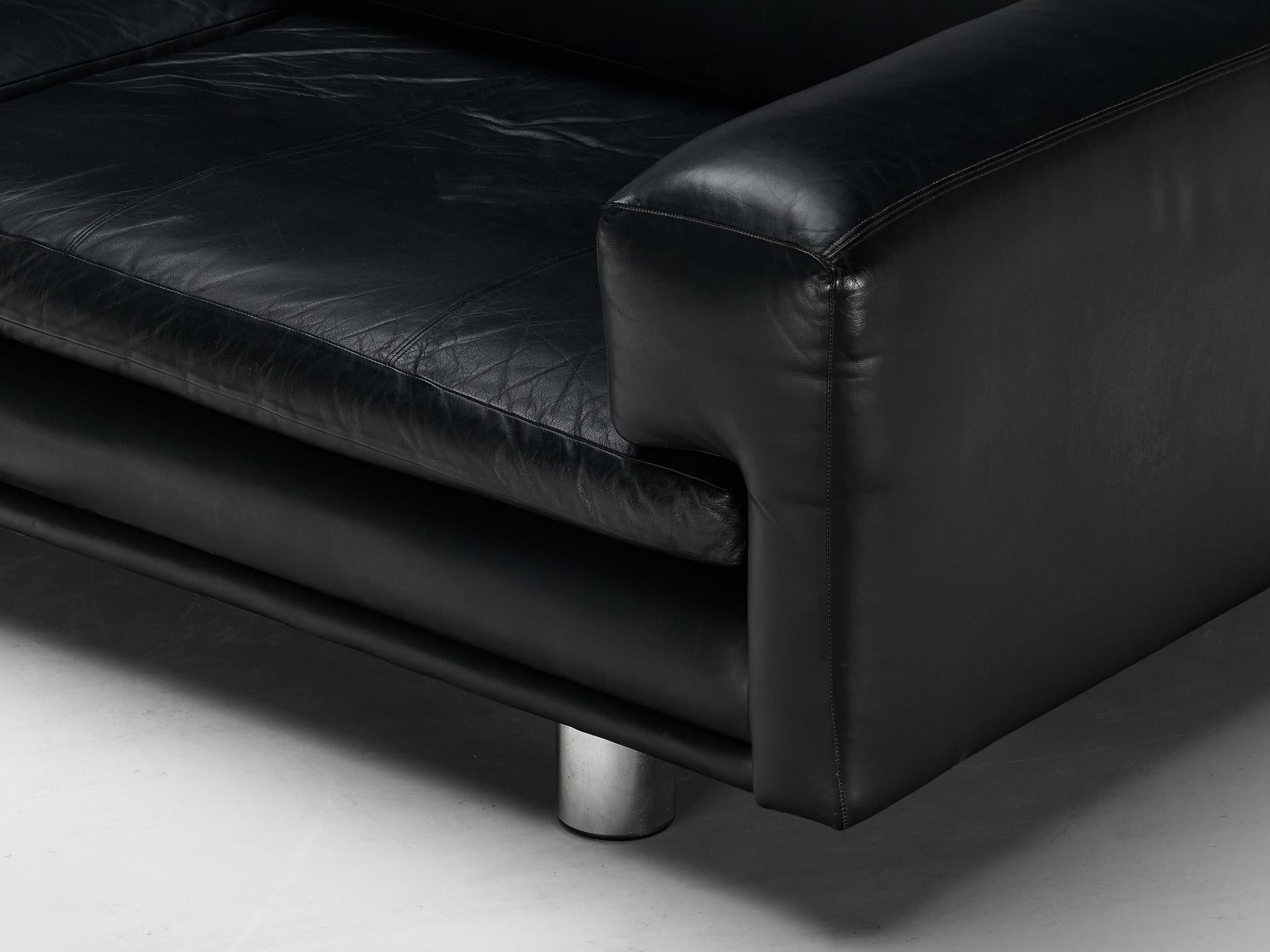 Late 20th Century Howard Keith 'Diplomat' Sofa in Black Leather  For Sale