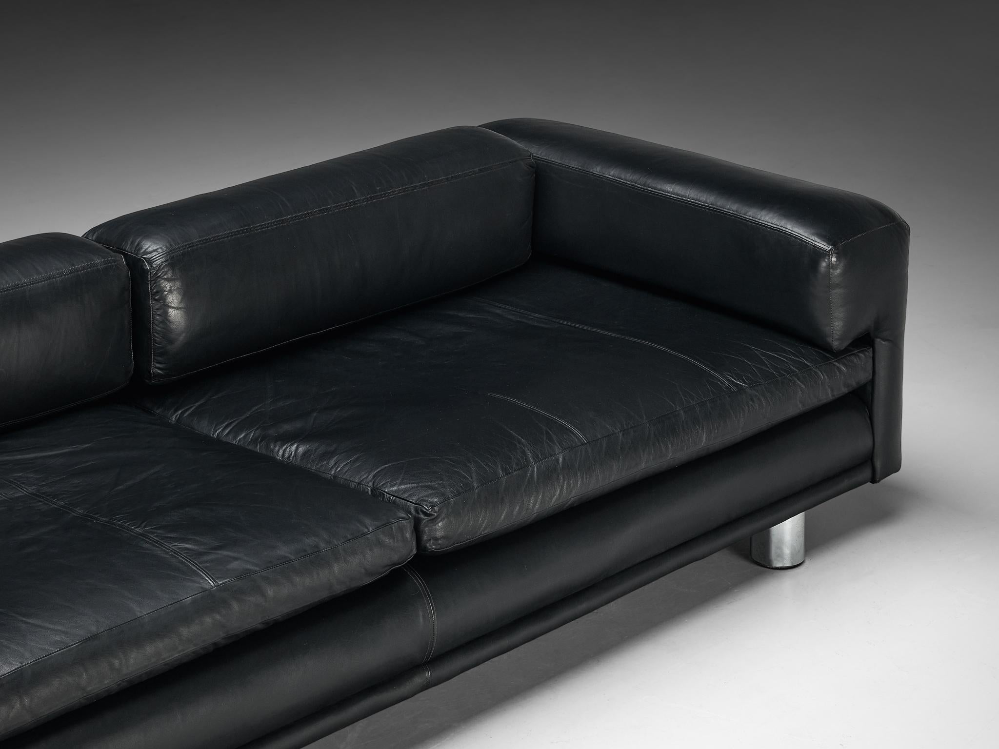 Howard Keith 'Diplomat' Sofa in Black Leather  For Sale 1