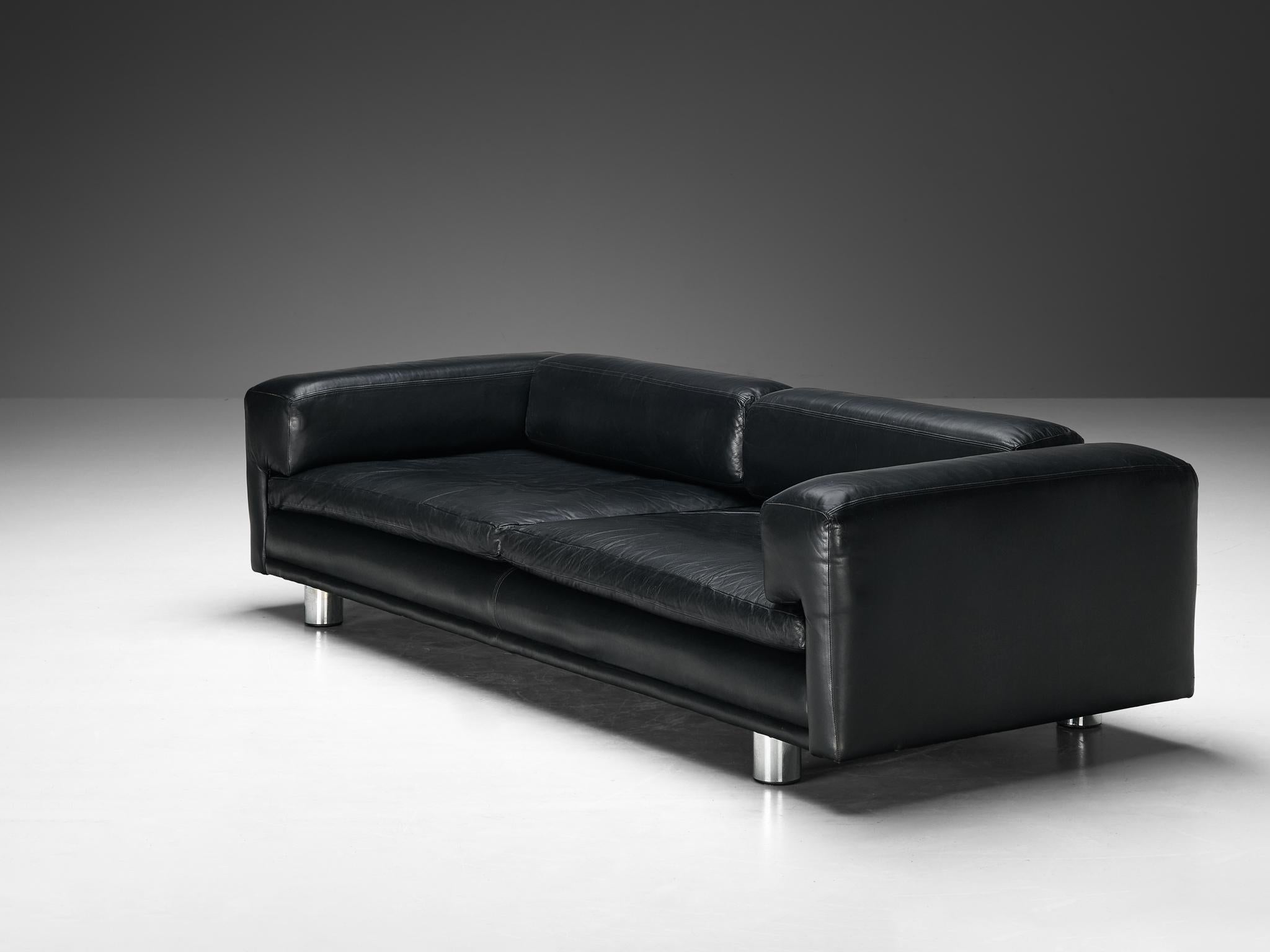 Howard Keith 'Diplomat' Sofa in Black Leather  For Sale 3