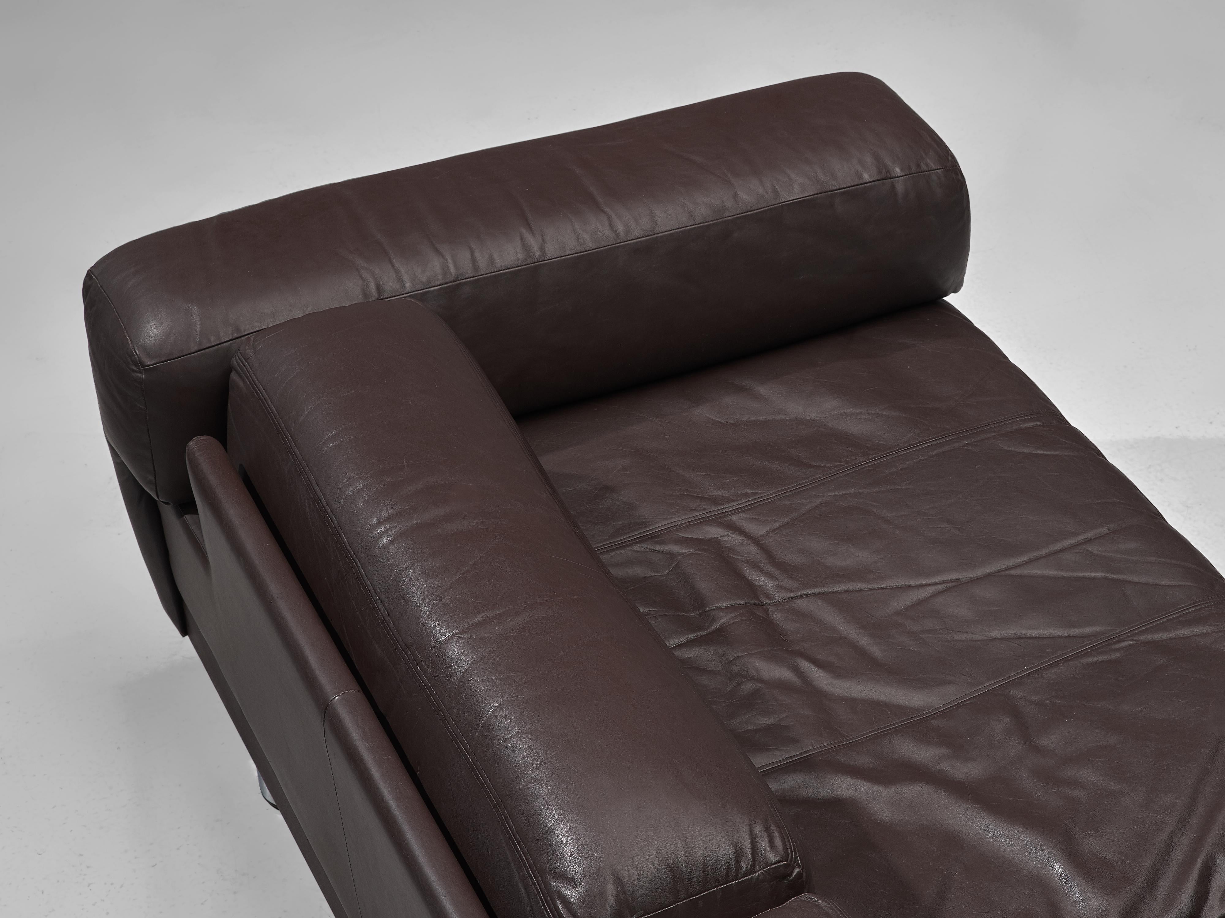Mid-Century Modern Howard Keith ‘Diplomat’ Sofa in Dark Brown Leather