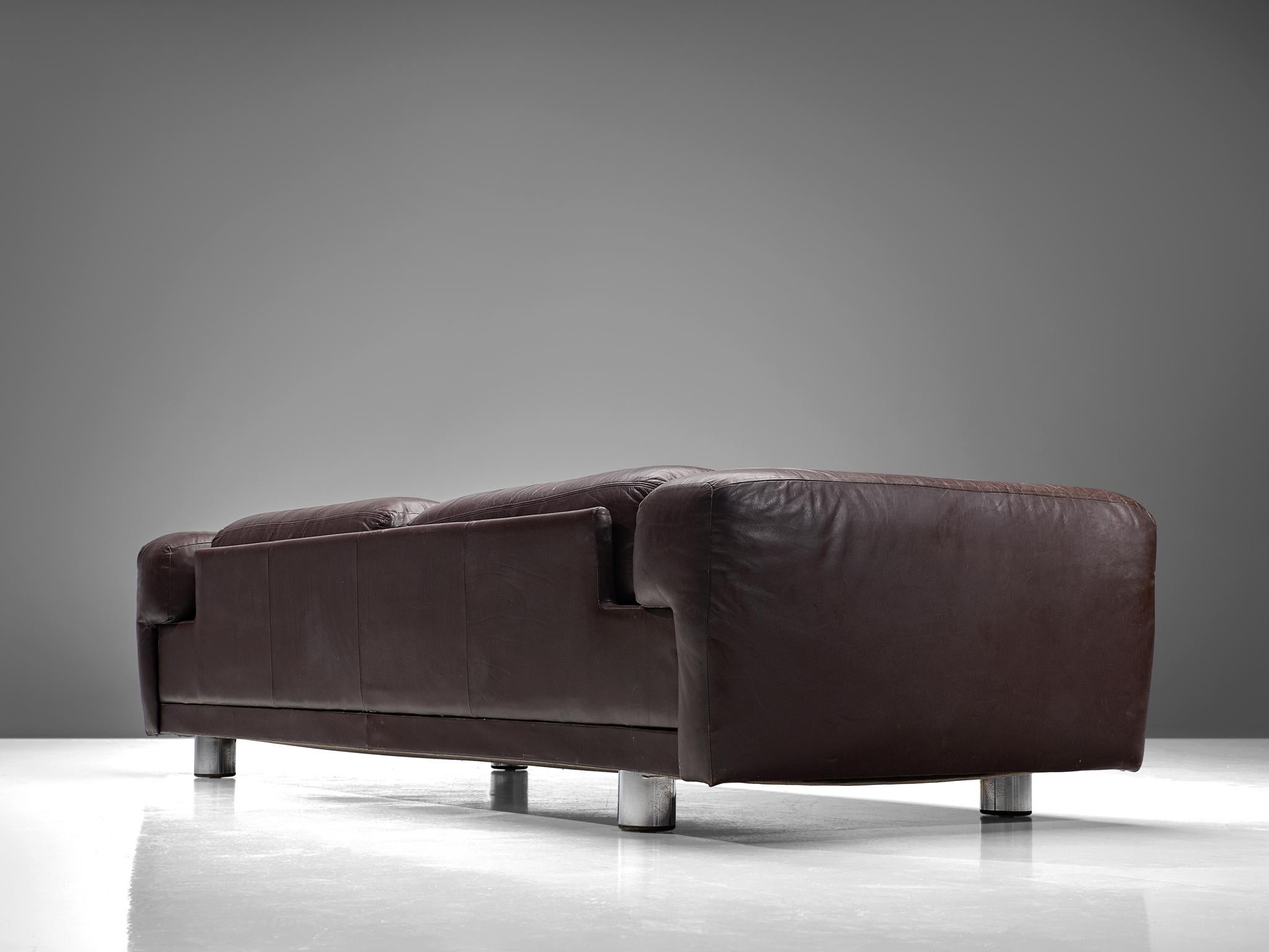 English Howard Keith ‘Diplomat’ Sofa in Dark Brown Leather 