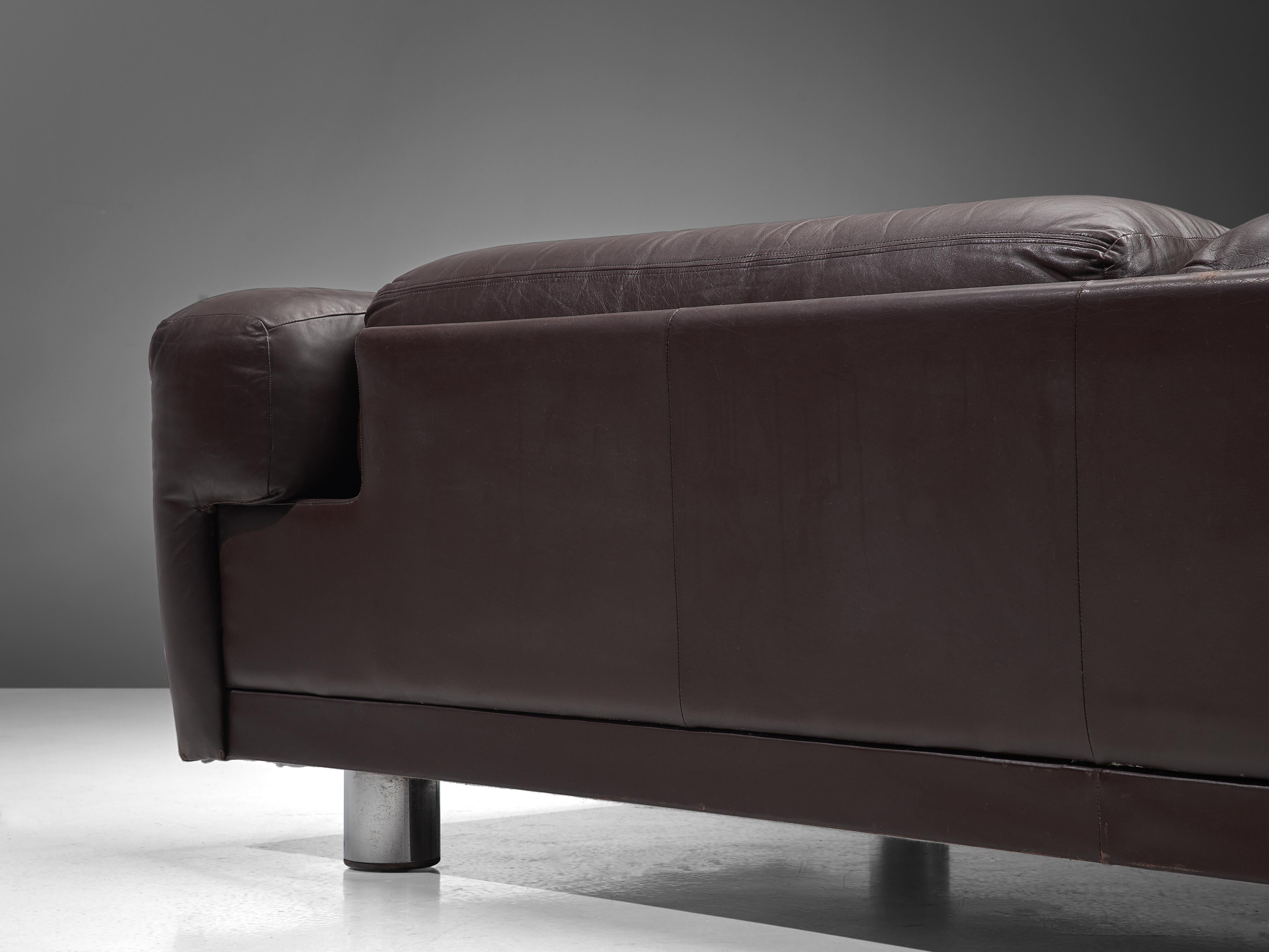 Howard Keith ‘Diplomat’ Sofa in Dark Brown Leather In Good Condition In Waalwijk, NL