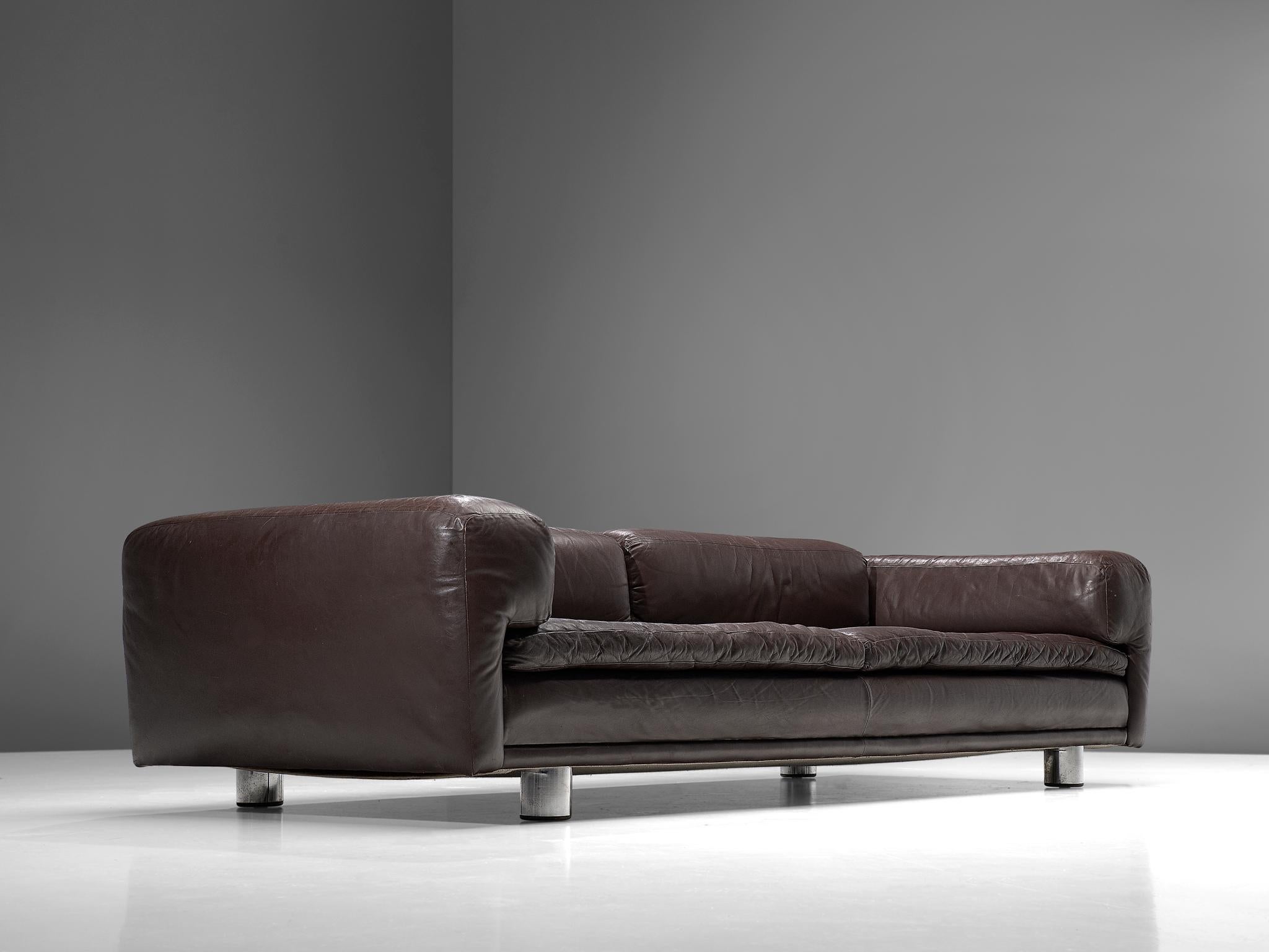 Howard Keith ‘Diplomat’ Sofa in Dark Brown Leather  In Good Condition In Waalwijk, NL