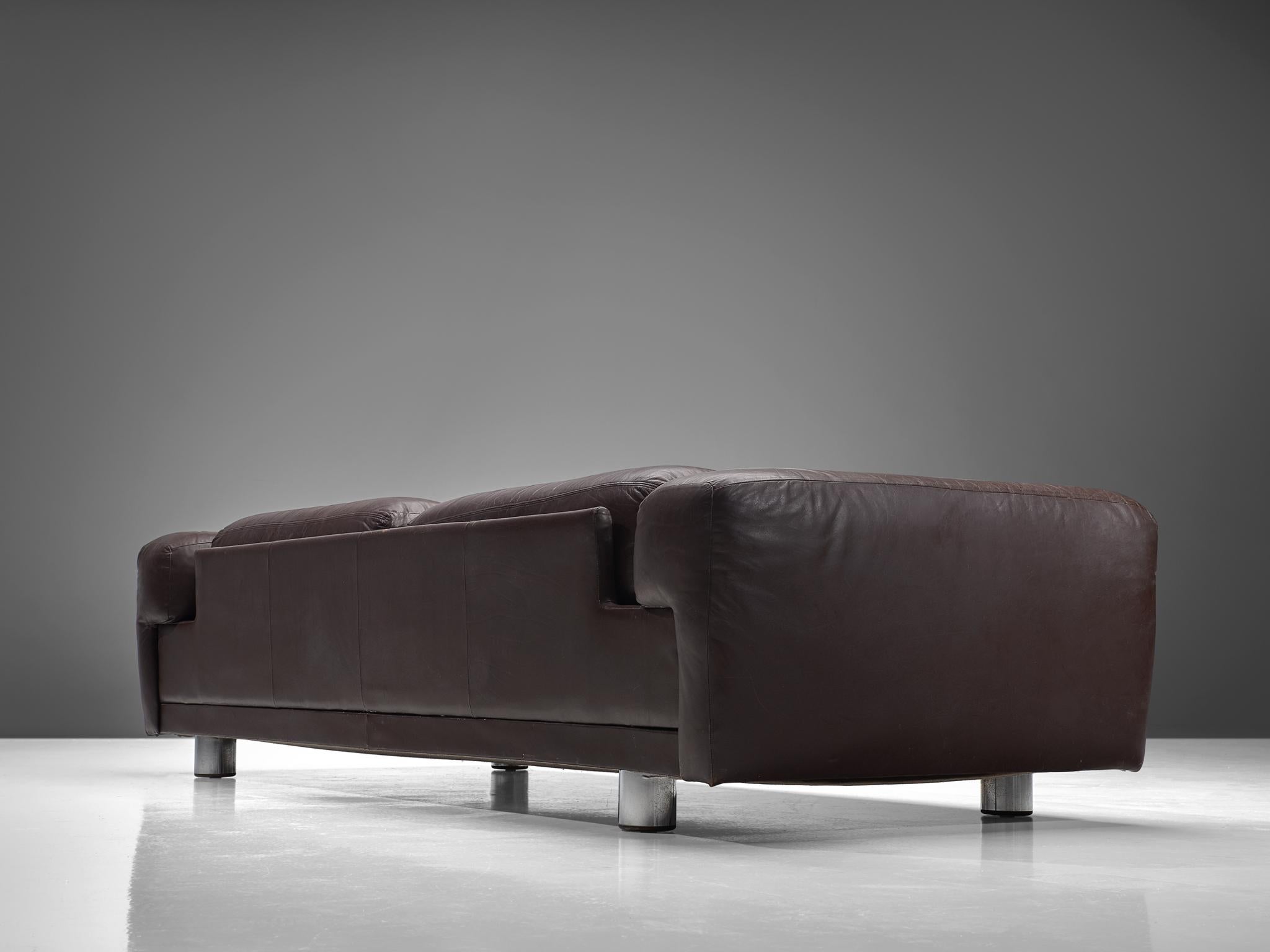 Howard Keith ‘Diplomat’ Sofa in Dark Brown Leather In Good Condition In Waalwijk, NL