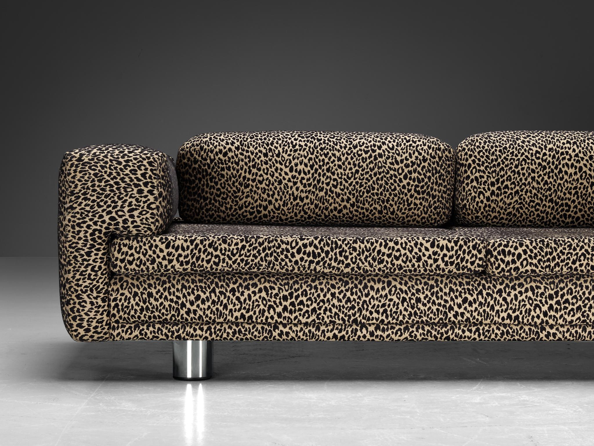 Steel Howard Keith 'Diplomat' Sofa in Leopard Print Upholstery  For Sale