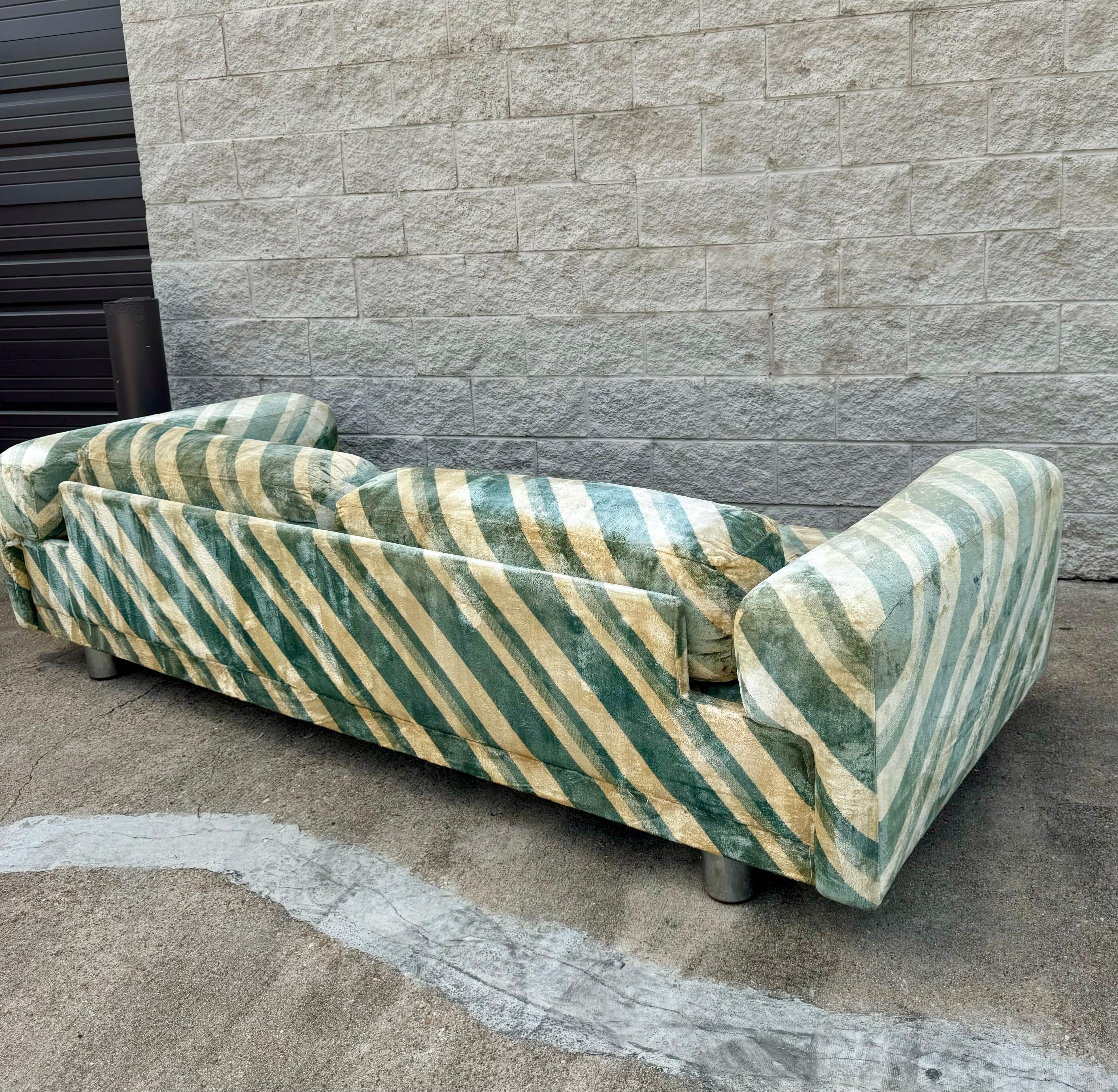 Late 20th Century Howard Keith 'Diplomat' Sofa in Original Striped Upholstery