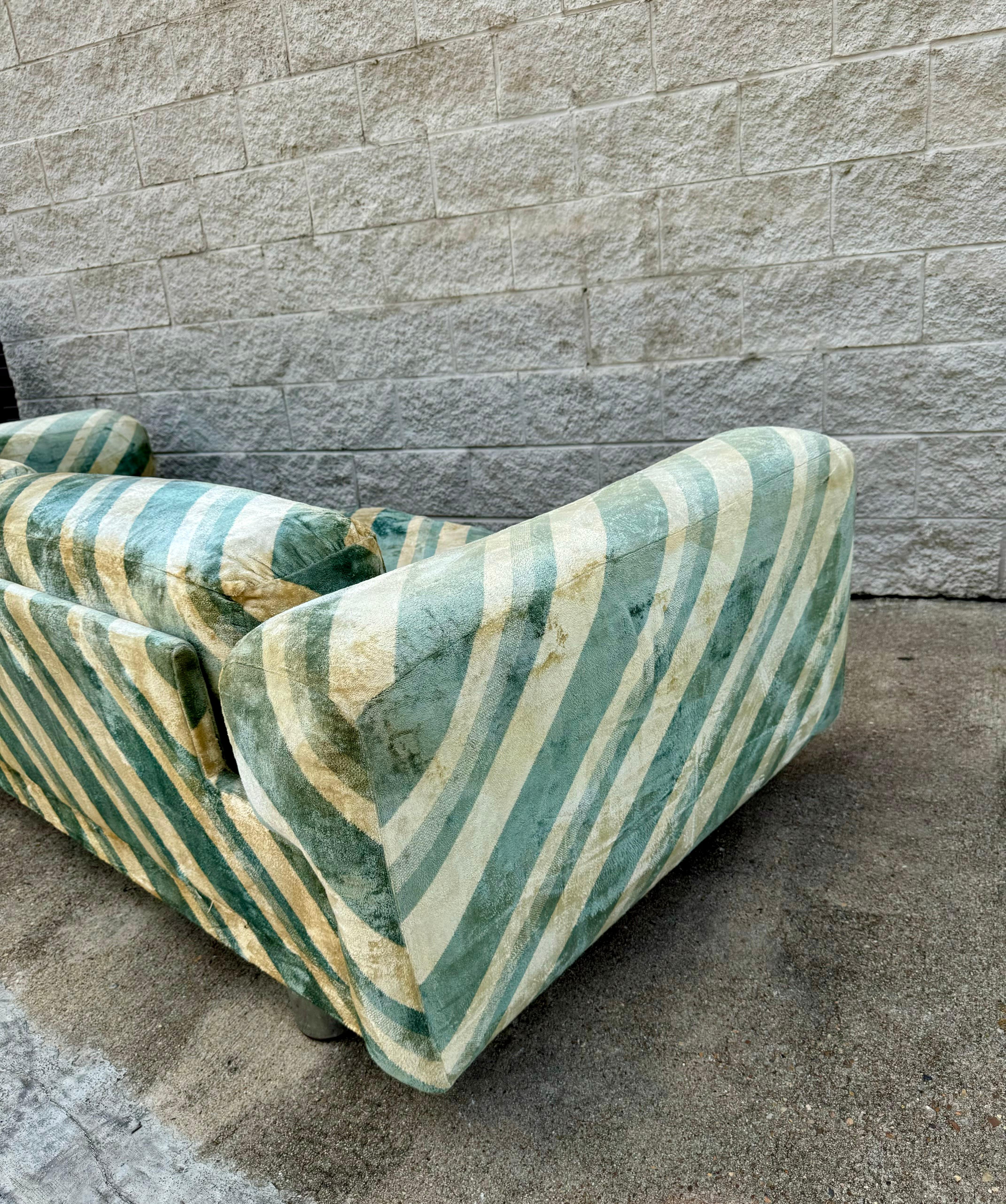 Velvet Howard Keith 'Diplomat' Sofa in Original Striped Upholstery