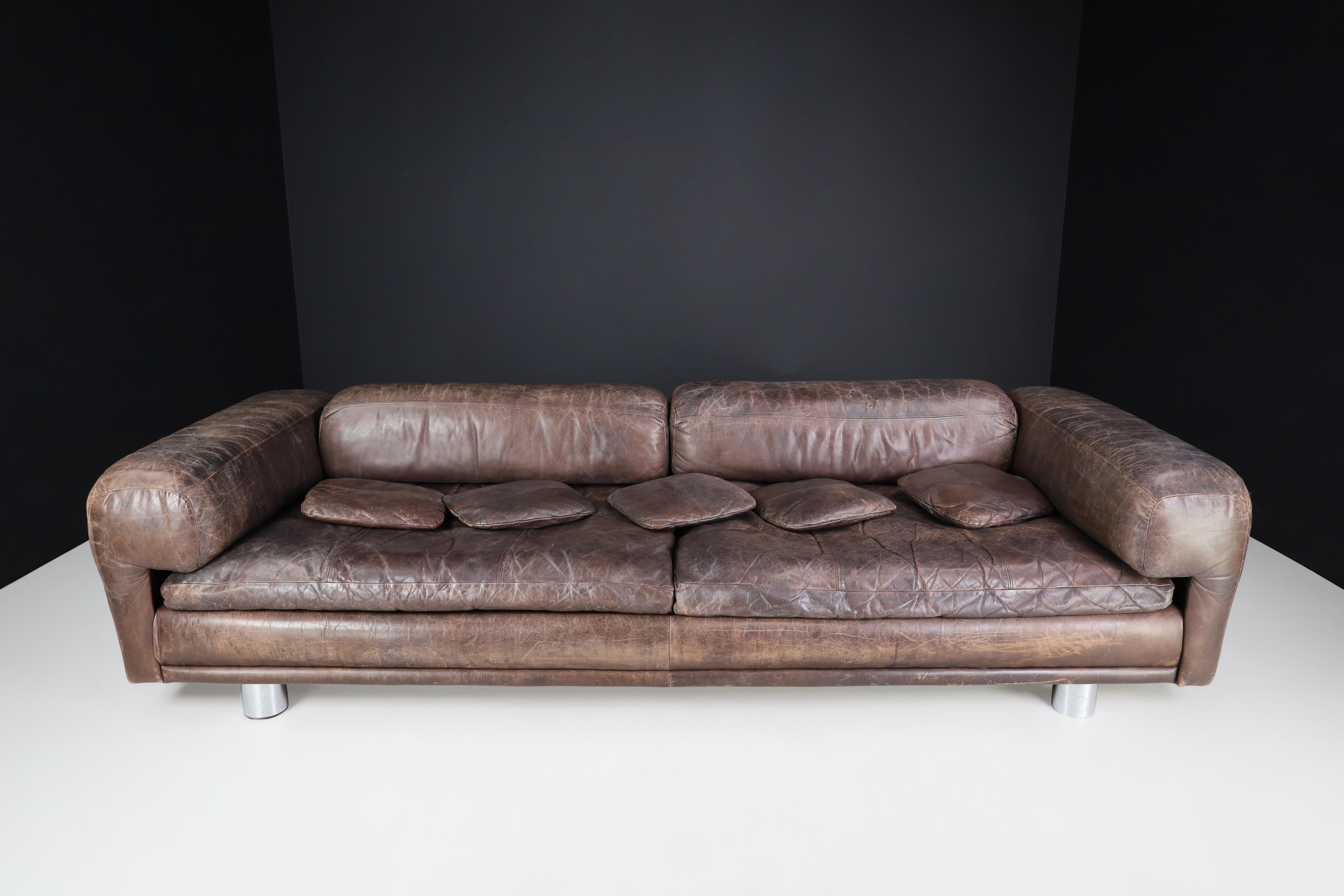 Howard Keith for HK Furniture 'Diplomat' Sofa in Patinated Leather, UK 1970s 10