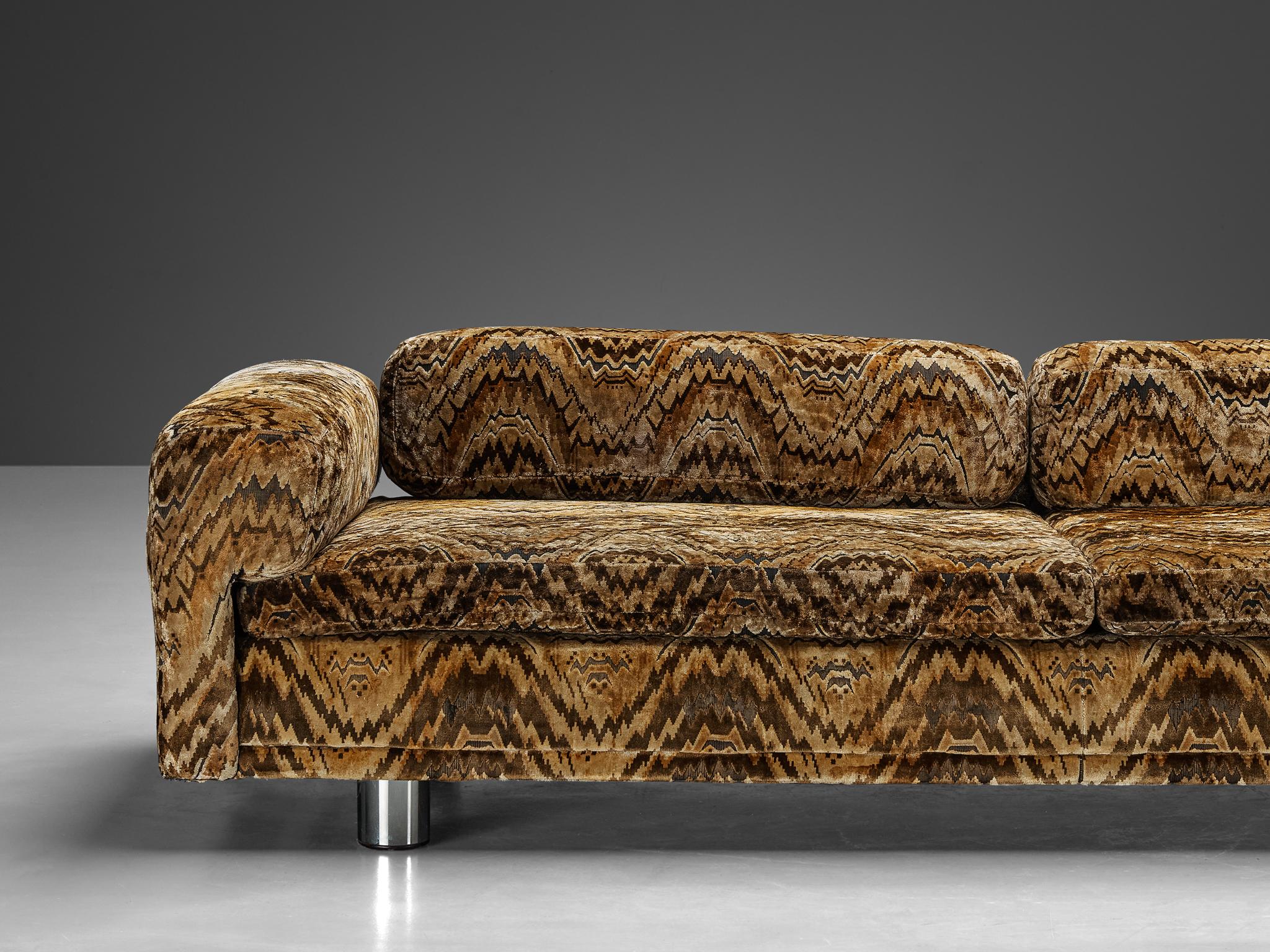 Steel Howard Keith for HK Furniture 'Diplomat' Sofa in Velvet Upholstery  For Sale