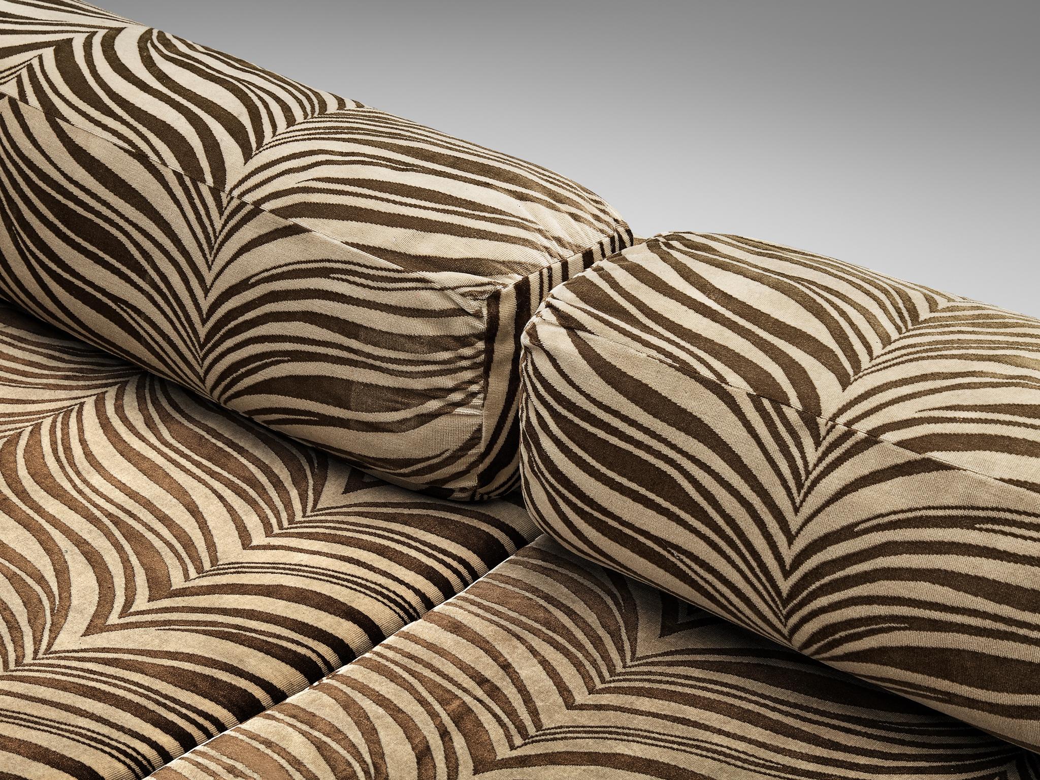 British Howard Keith for HK Furniture 'Diplomat' Sofa in Zebra Velvet Upholstery