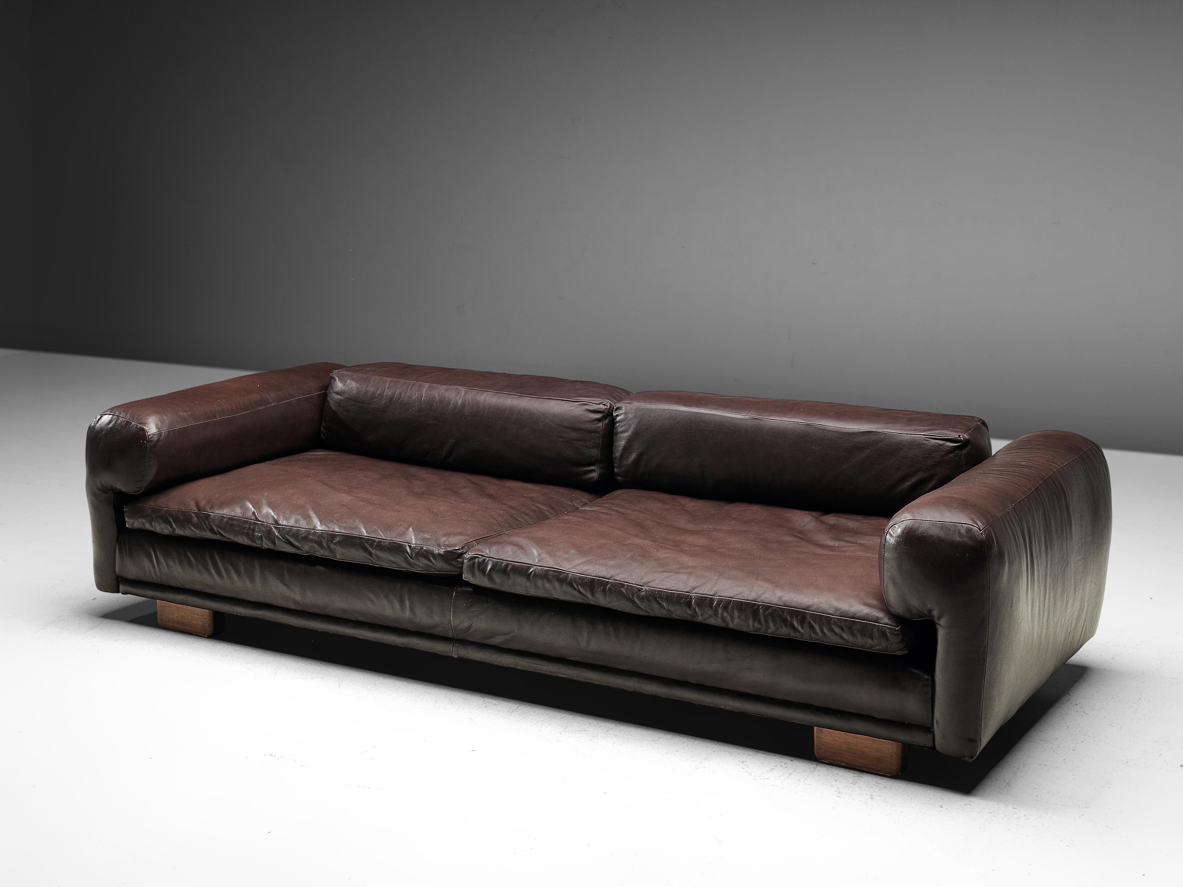 English Howard Keith Grand 'Diplomat' Sofa in Brown Leather