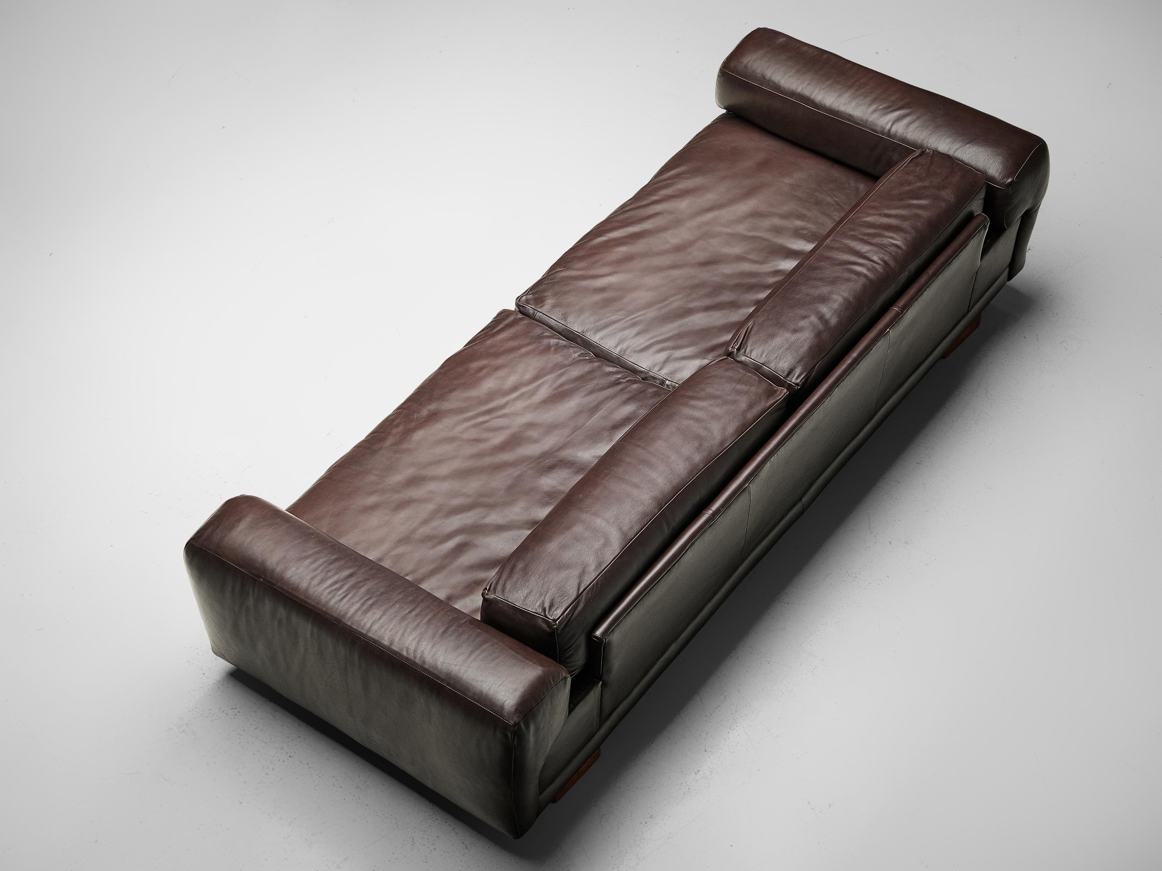 Metal Howard Keith Grand 'Diplomat' Sofa in Brown Leather