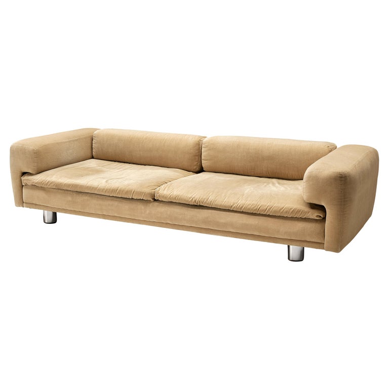 Howard Keith Grand 'Diplomat' Sofa in Soft Yellow Upholstery For Sale