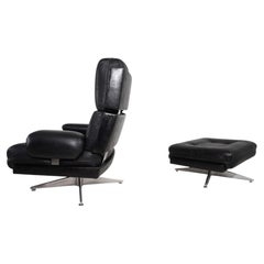 Howard Keith Kohinoor Leather Armchair with Ottoman for HK Furniture, 1970