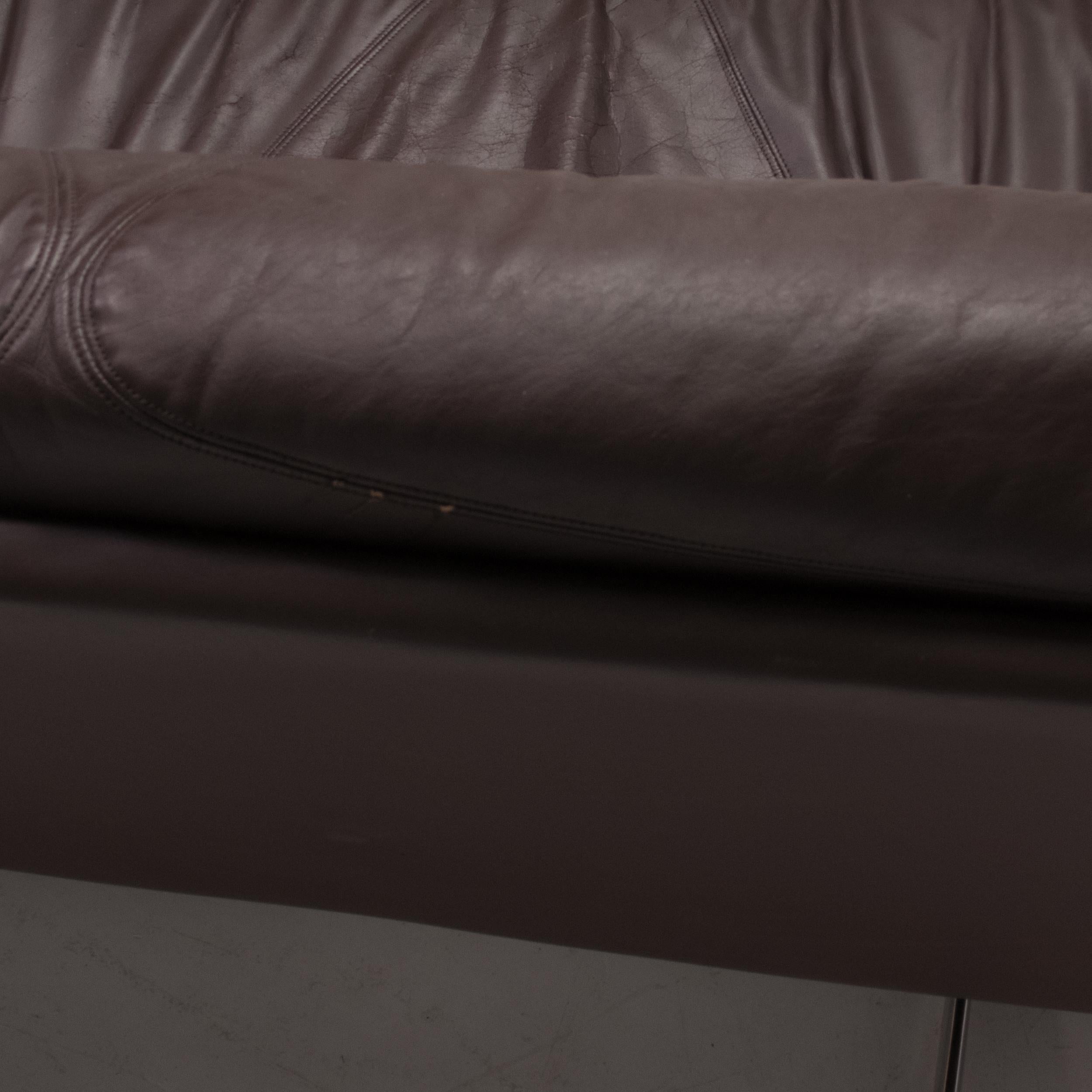 Howard Keith Vintage Brown Leather Sofa & Footstool 7