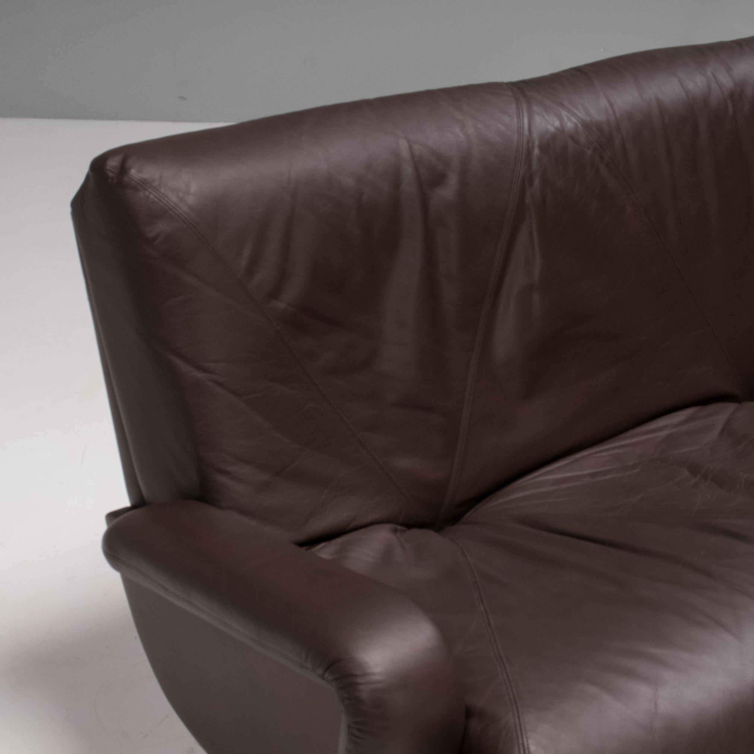 Howard Keith Vintage Brown Leather Sofa & Footstool 8