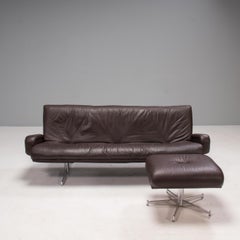 Howard Keith Vintage Brown Leather Sofa & Footstool