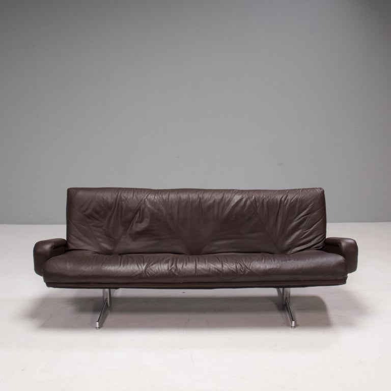British Howard Keith Vintage Brown Leather Sofa & Footstool