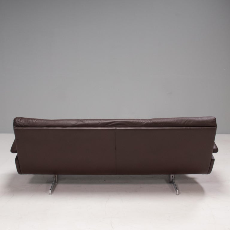 Late 20th Century Howard Keith Vintage Brown Leather Sofa & Footstool