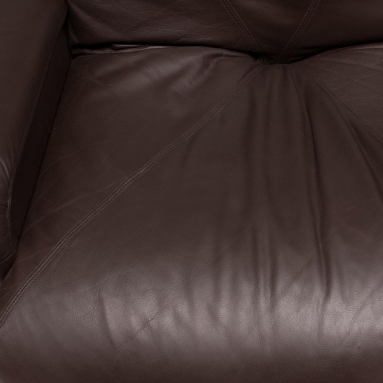 Howard Keith Vintage Brown Leather Sofa & Footstool 2