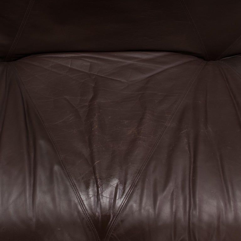 Howard Keith Vintage Brown Leather Sofa & Footstool 3