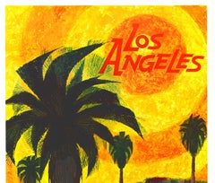 Original Los Angeles (California) 1964 vintage travel poster Mid Century Modern