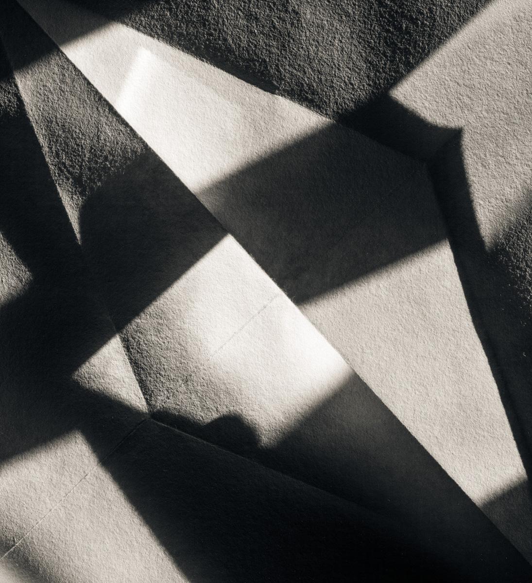 Howard Lewis Black and White Photograph –  Abstrakte abstrakte Fotografie Schwarz-Weiß - Origami-Blatt #15 