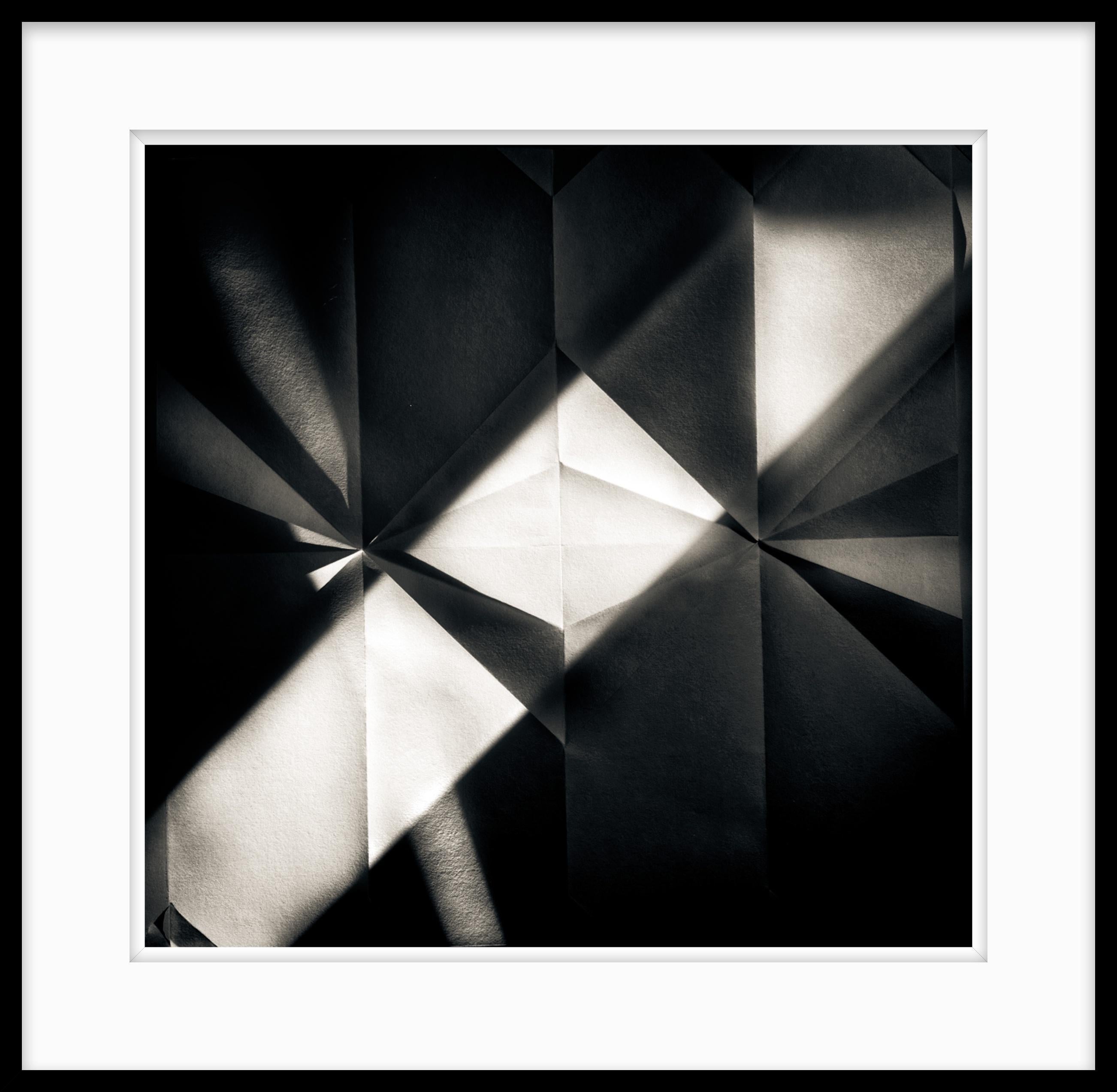  Abstrakte abstrakte Fotografie Schwarz-Weiß - Origami-Blatt #41 – Photograph von Howard Lewis