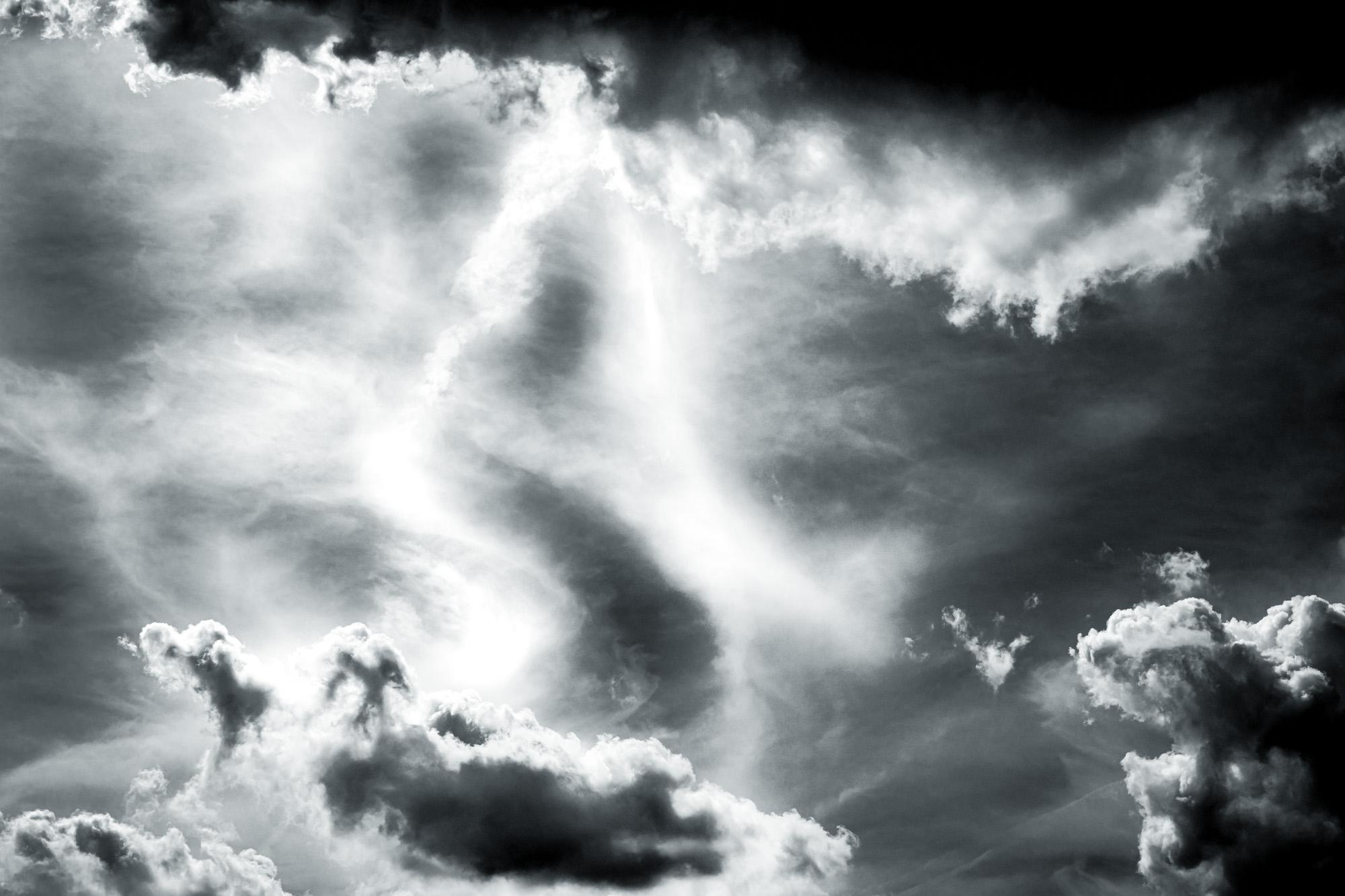 Limited edition black and white photograph. This image is "Howling Sky" from the Aerials series.

I’ve long been fascinated by weather and most recently climate change science. My deepening knowledge of climate change has strongly influenced the