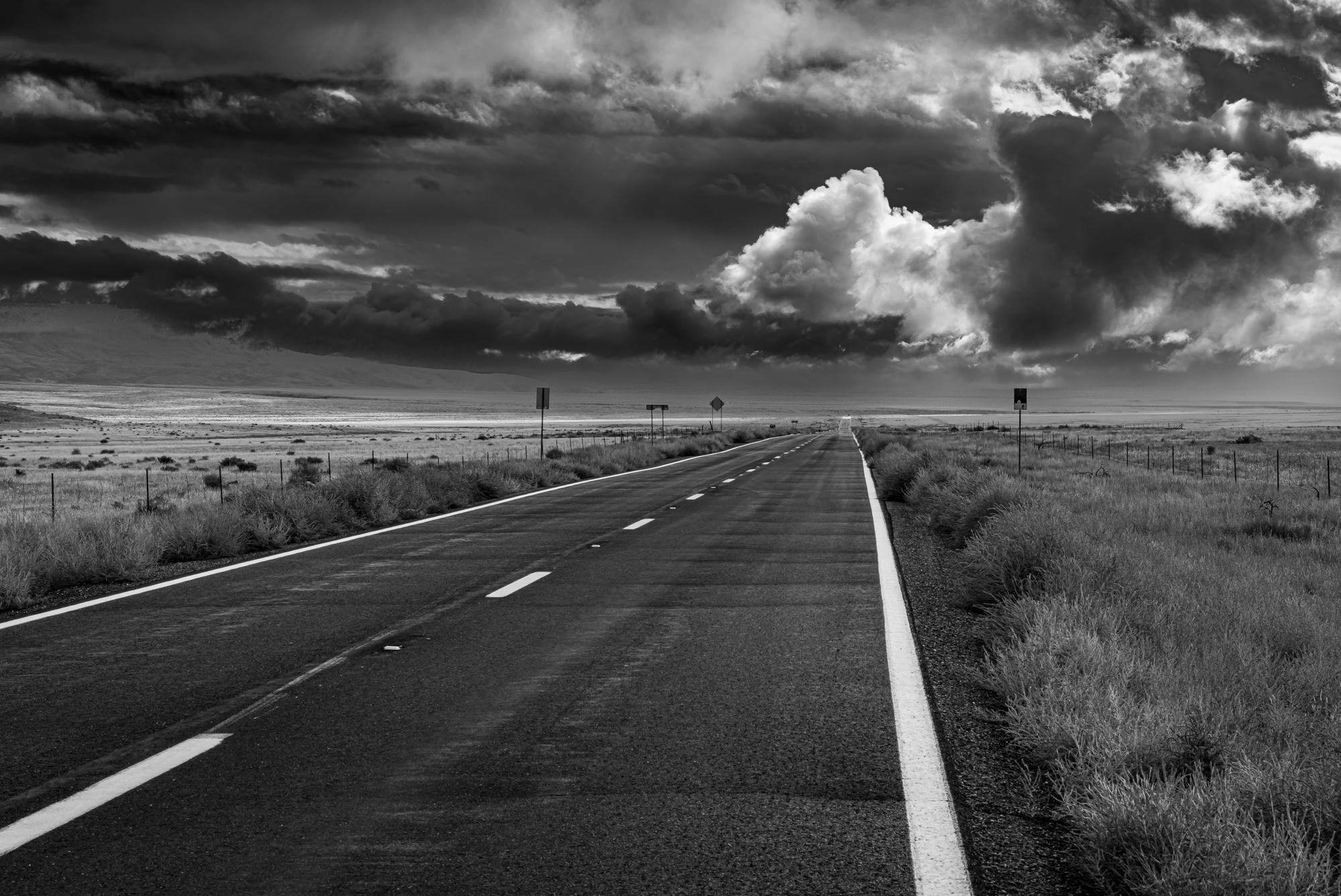 Howard Lewis Landscape Photograph -  Limited Edition Black and White Photograph - "Just The Road" , Utah 2018