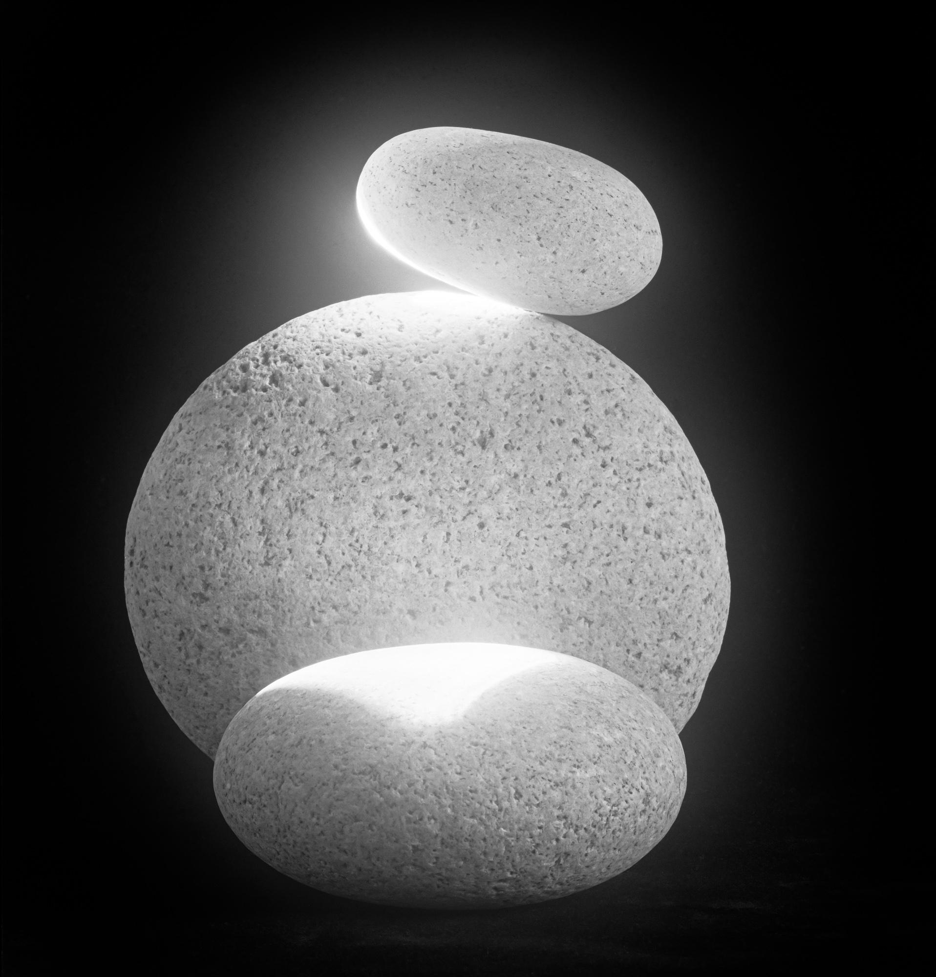  Schwarz-Weiß-Stillleben-Fotografie mit Wassersteinen #13 in limitierter Auflage 