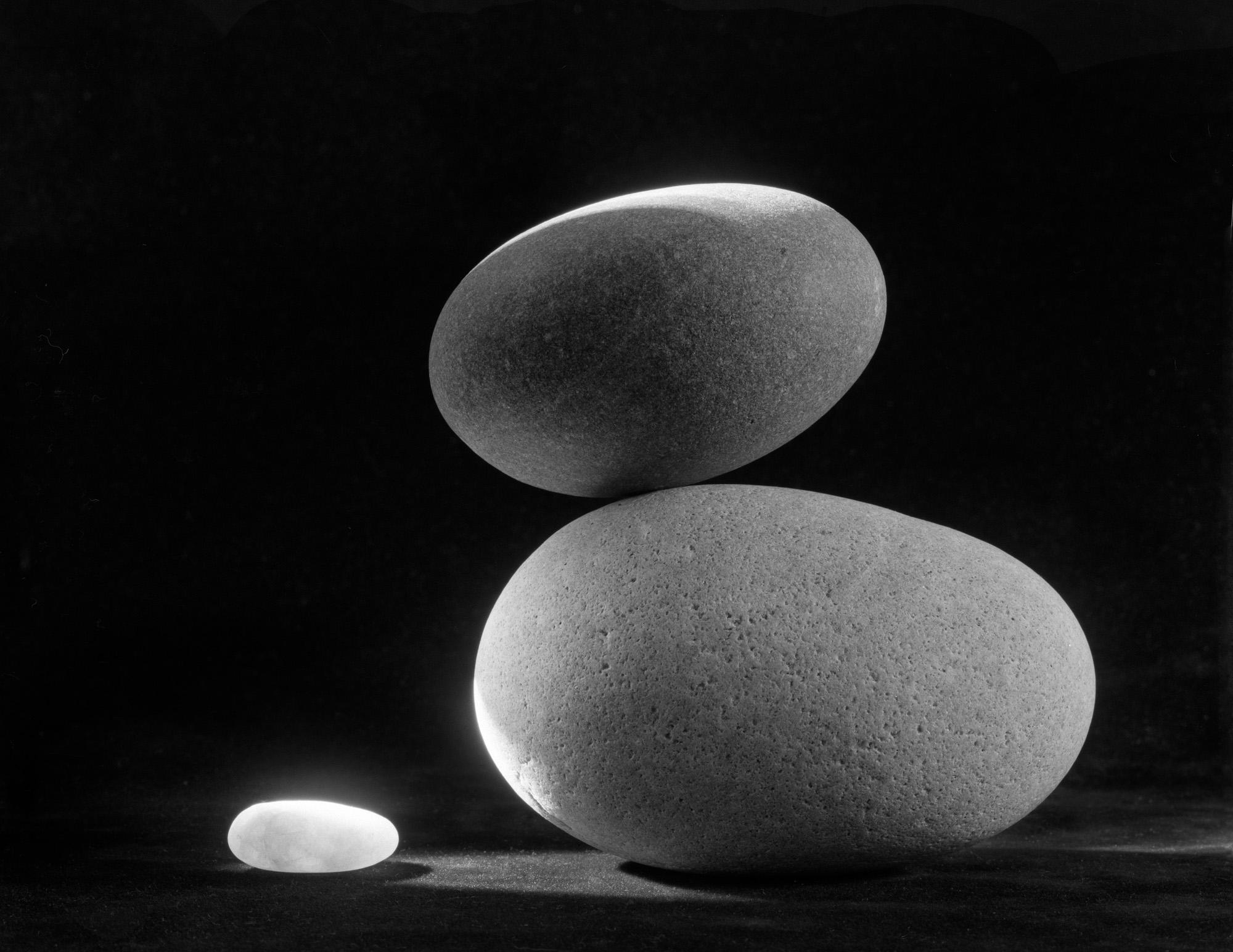 Howard Lewis Still-Life Photograph - Limited Edition Black and White Still Life Photograph "Water Stones #18" 20 x 24