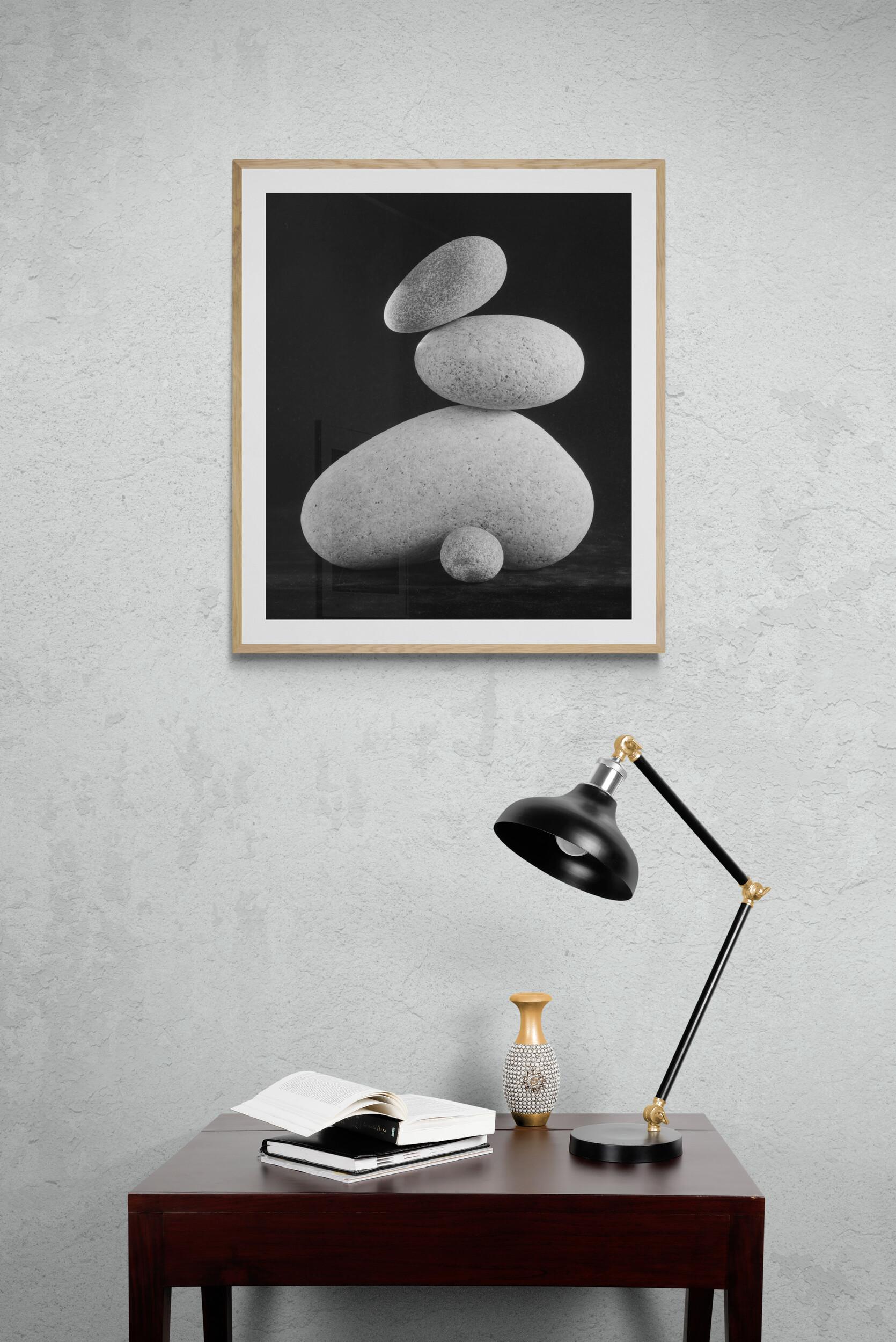 Limited Edition Black and White Still Life Photograph Water Stones #5. This image is Untitled #5 in the Water Stones series.

I have been intrigued by the phenomenon of stacked stones that can increasingly be found in natural areas frequented by