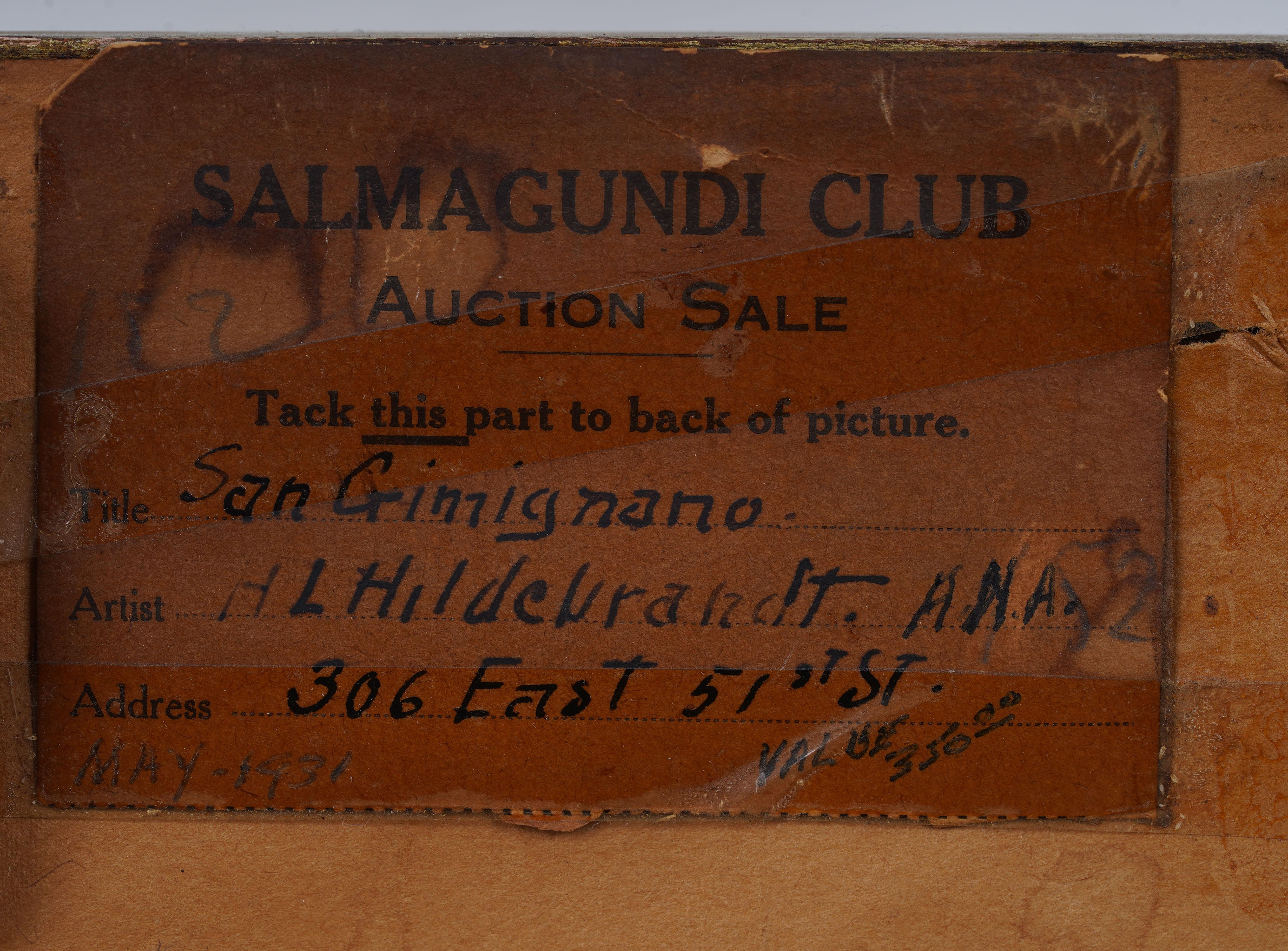 Antike amerikanische Impressionist italienische San Gimignano Straßenszene Ölgemälde im Angebot 5