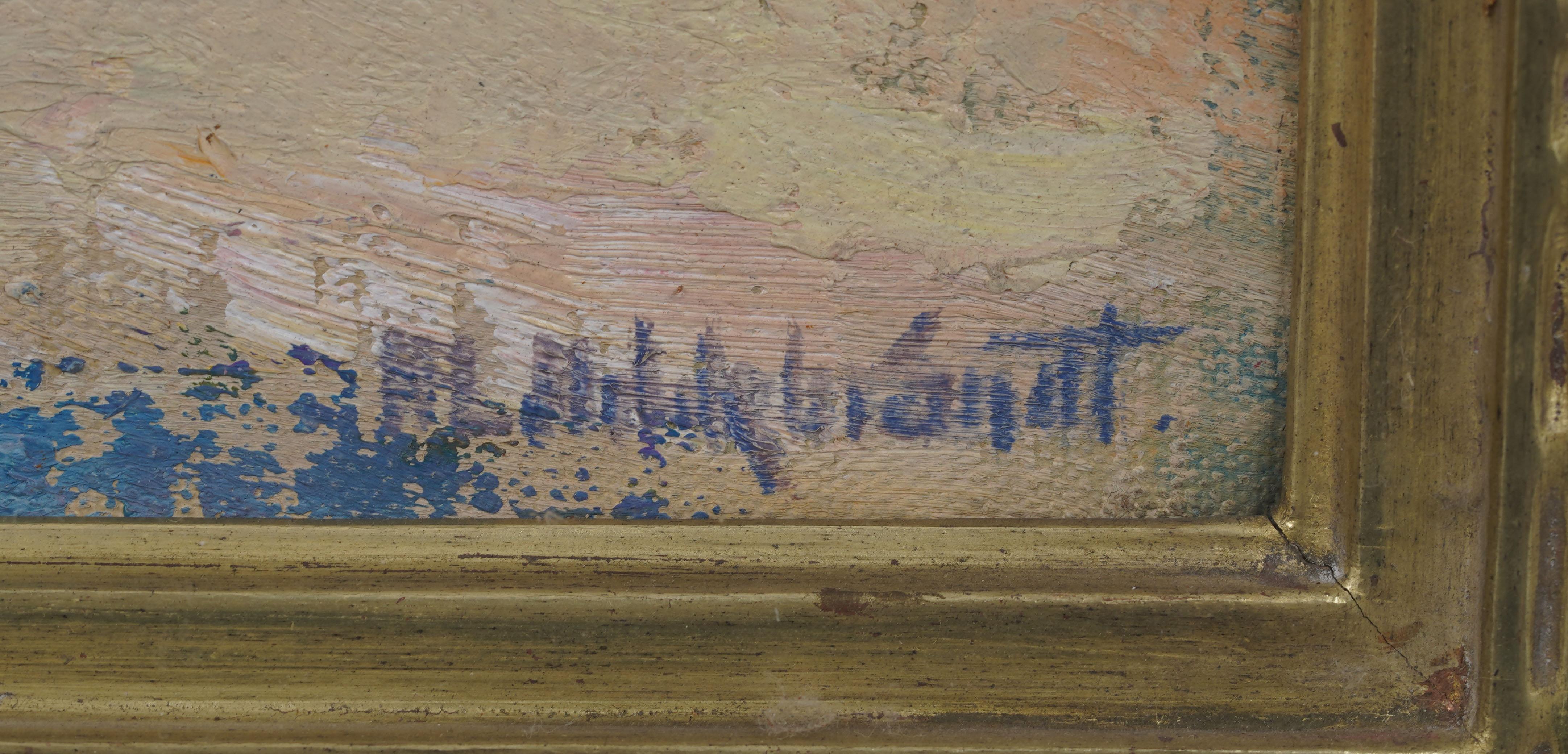 Antike amerikanische Impressionist italienische San Gimignano Straßenszene Ölgemälde im Angebot 3