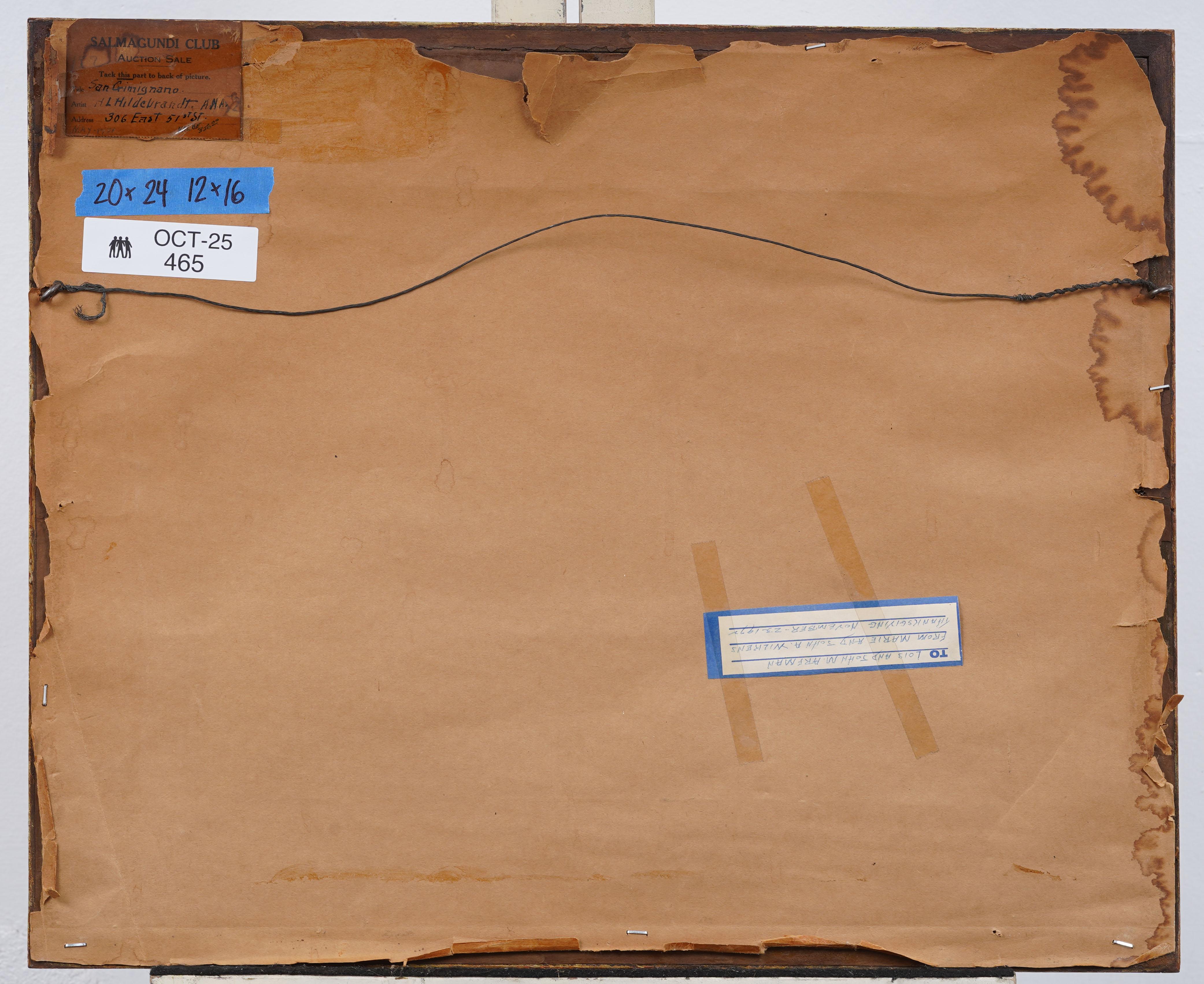 Antike amerikanische Impressionist italienische San Gimignano Straßenszene Ölgemälde im Angebot 4