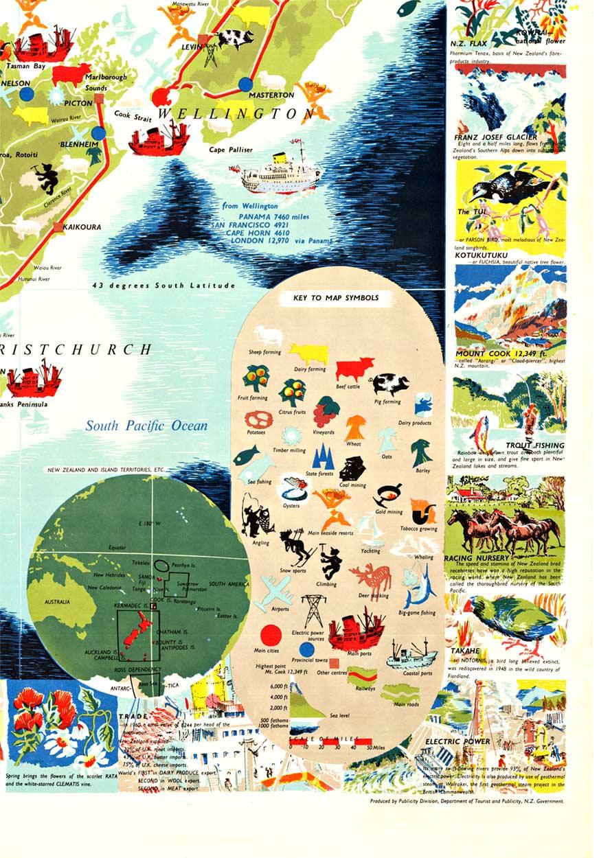 Mappa originale del 1962 della Nuova Zelanda su supporto di lino in ottime condizioni, pronta per essere incorniciata. Grado A- con solo piccoli strappi ai bordi del supporto in lino. Nessuna perdita di carta. Colori eccellenti.

Rara e